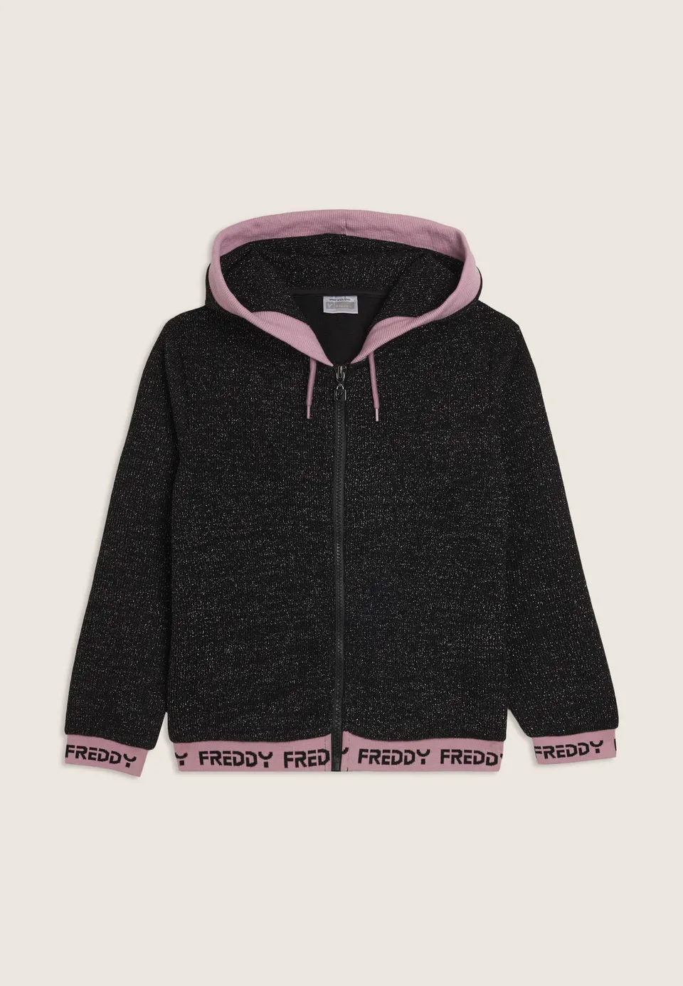 freddy-felpa-junior-maglia-lurex-con-cappuccio-ed-elastici-jacquard image 1