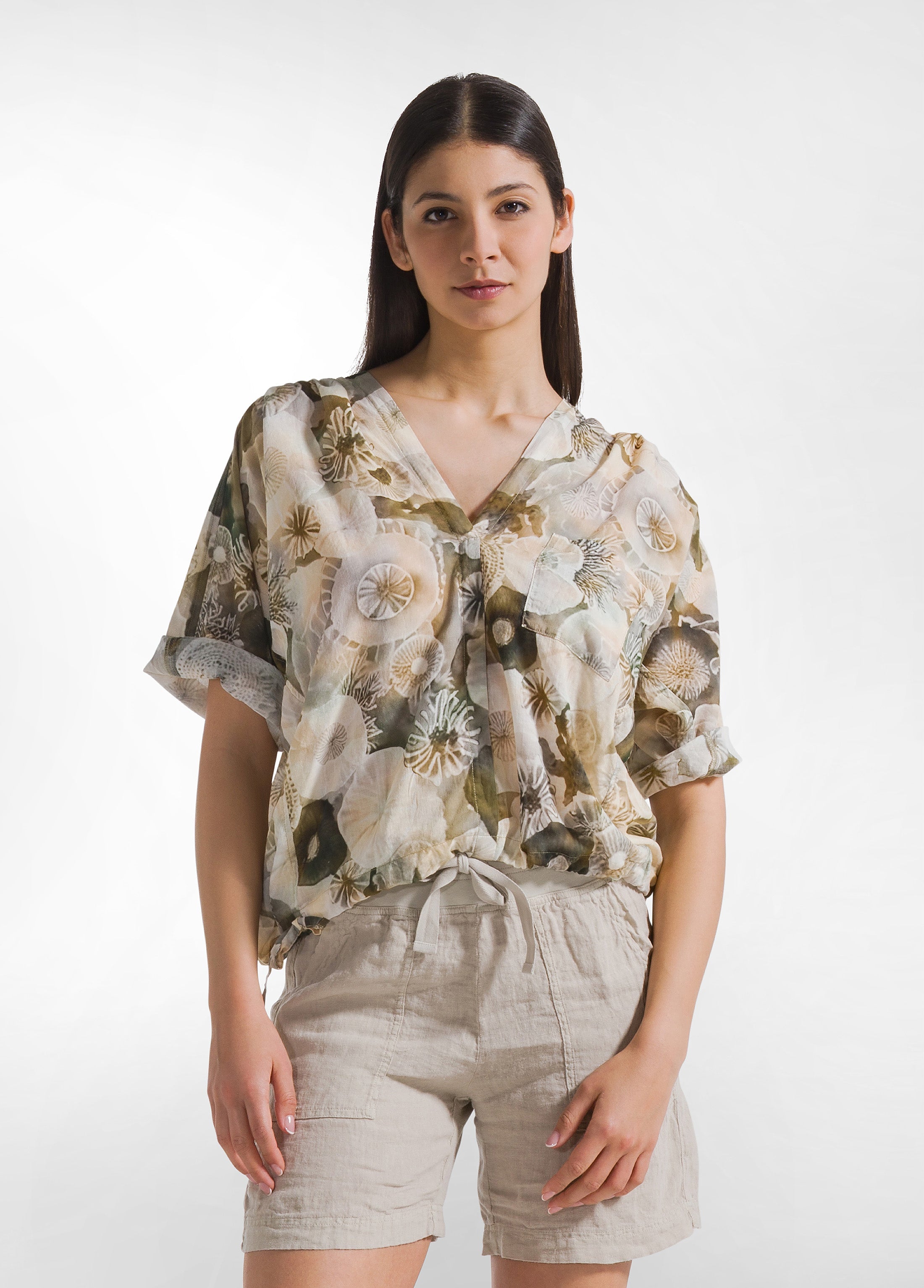 deha-d42532-blusa-all-over-in-mussola-di-cotone-verde image 1