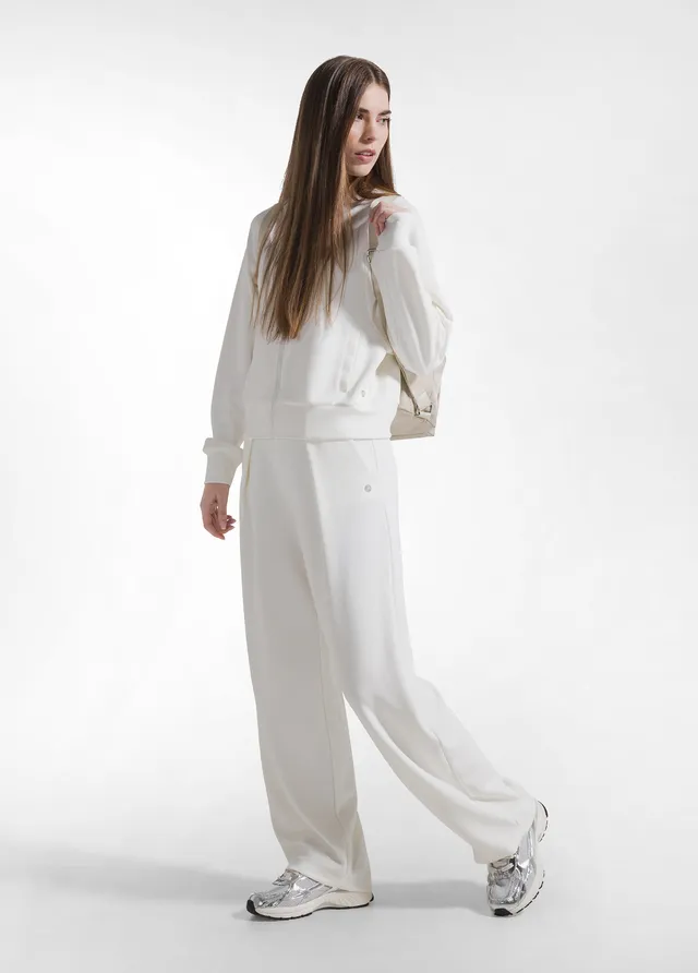 deha-pantaloni-plissettati-in-modal-bianco image 1