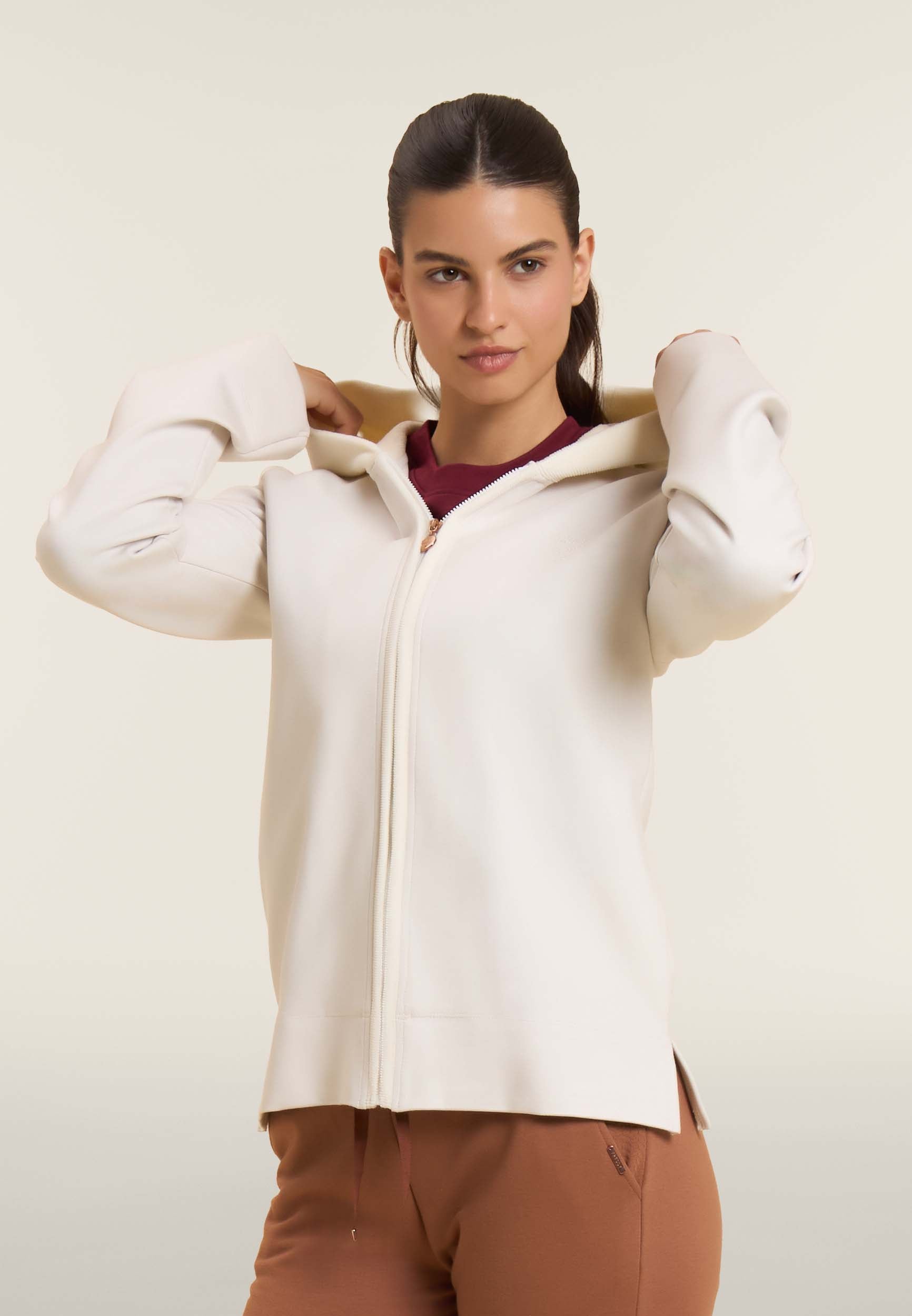 freddy-felpa-full-zip-donna-con-cappuccio-in-ciniglia-e-viscosa image 1