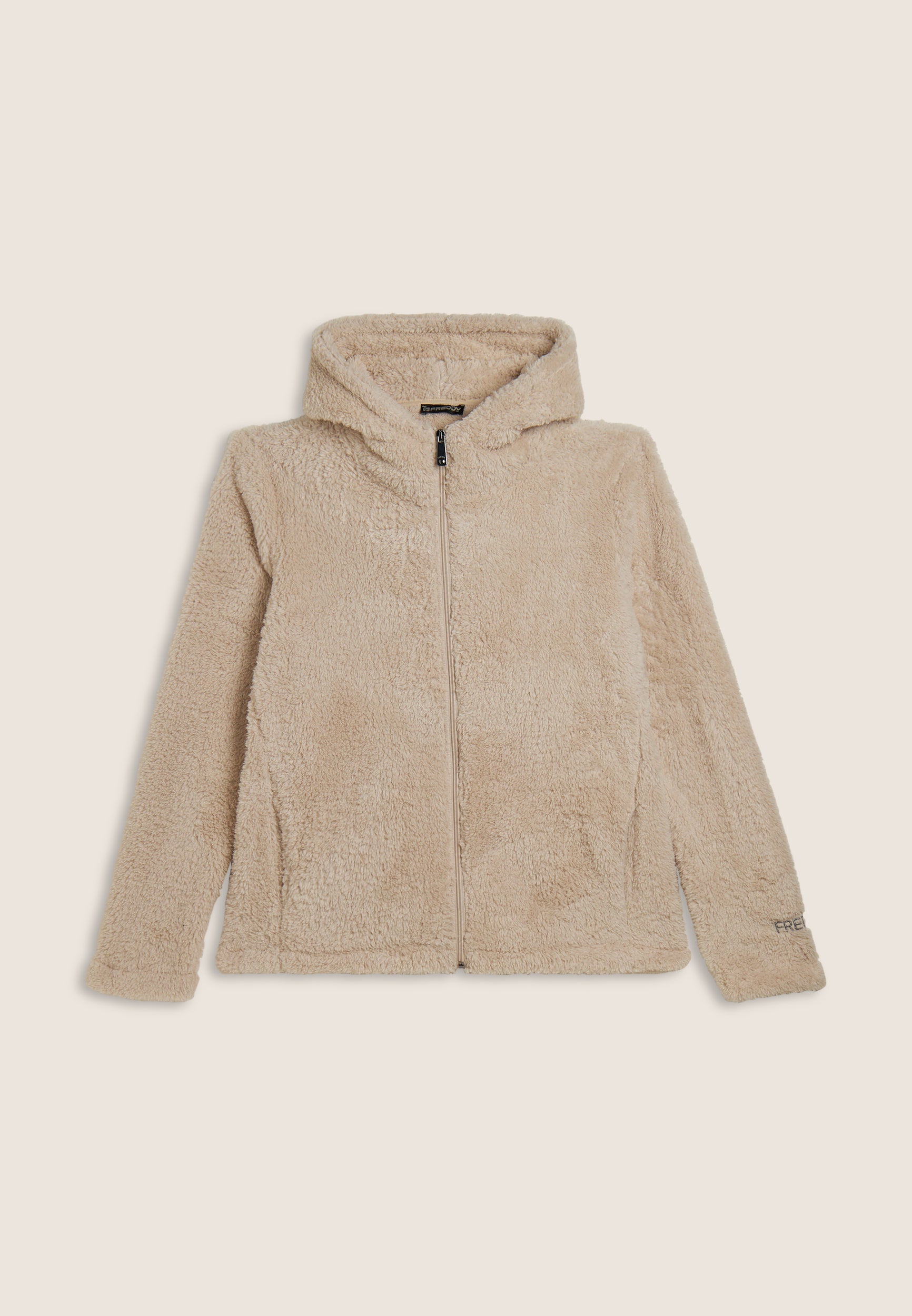 freddy-felpa-donna-in-pile-sherpa-con-cappuccio-e-zip image 5