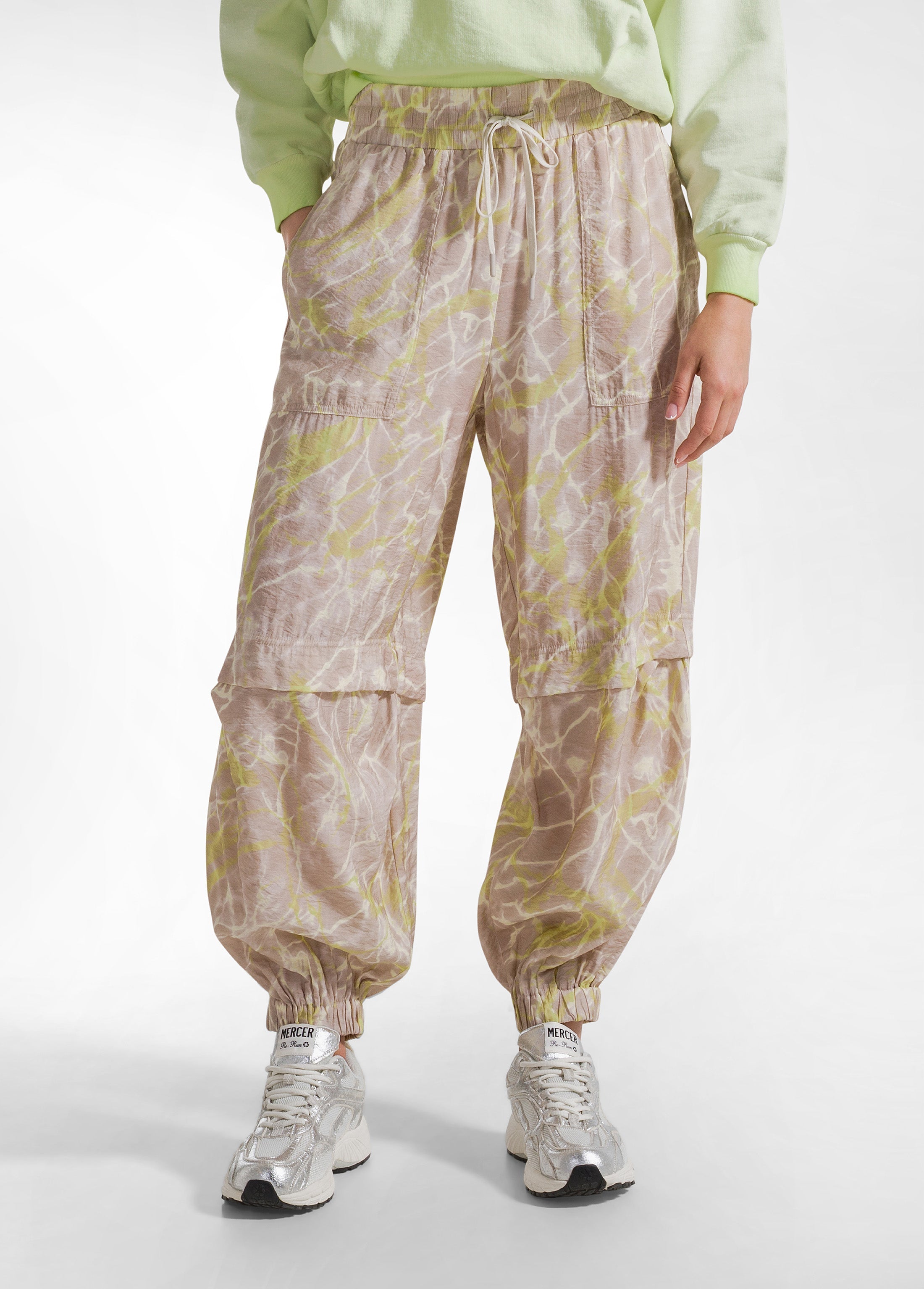 deha-jogger-allover-in-viscosa-effetto-stropicciato-beige image 2