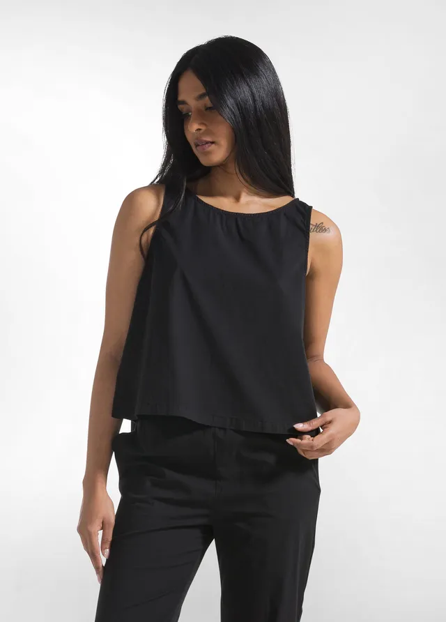 deha-top-in-popline-elasticizzato-nero-donna image 1