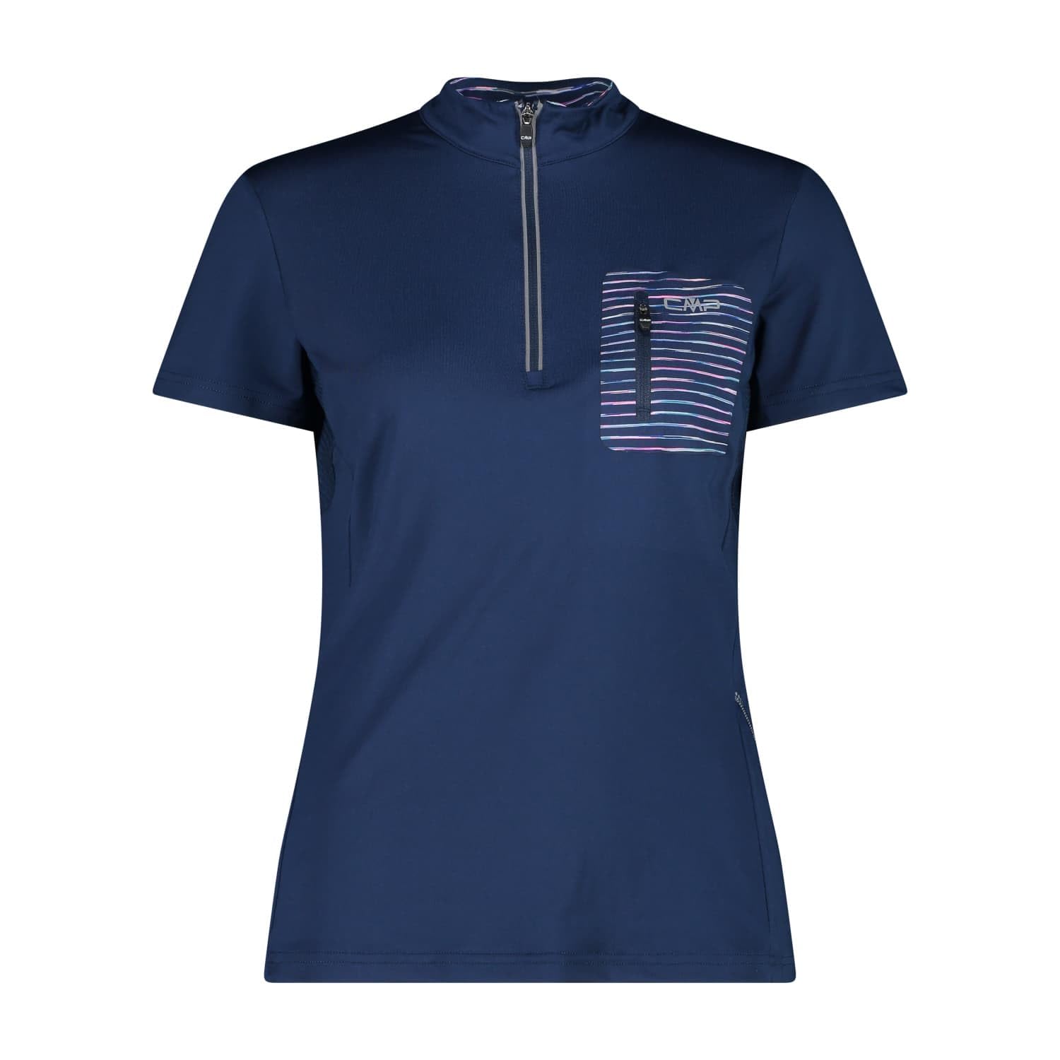 cmp-t-shirt-elasticizzata-da-bici-da-donna-con-mezza-zip image 1