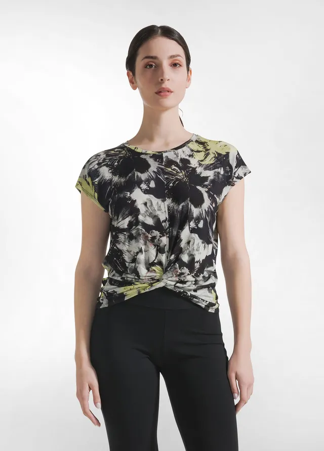 deha-t-shirt-viscosa-stampata-con-nodo-grigia image 1