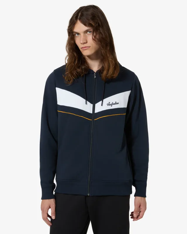 australian-raw-pink-track-jacket-giacca-felpa-blu-navy-made-in-italy image 1