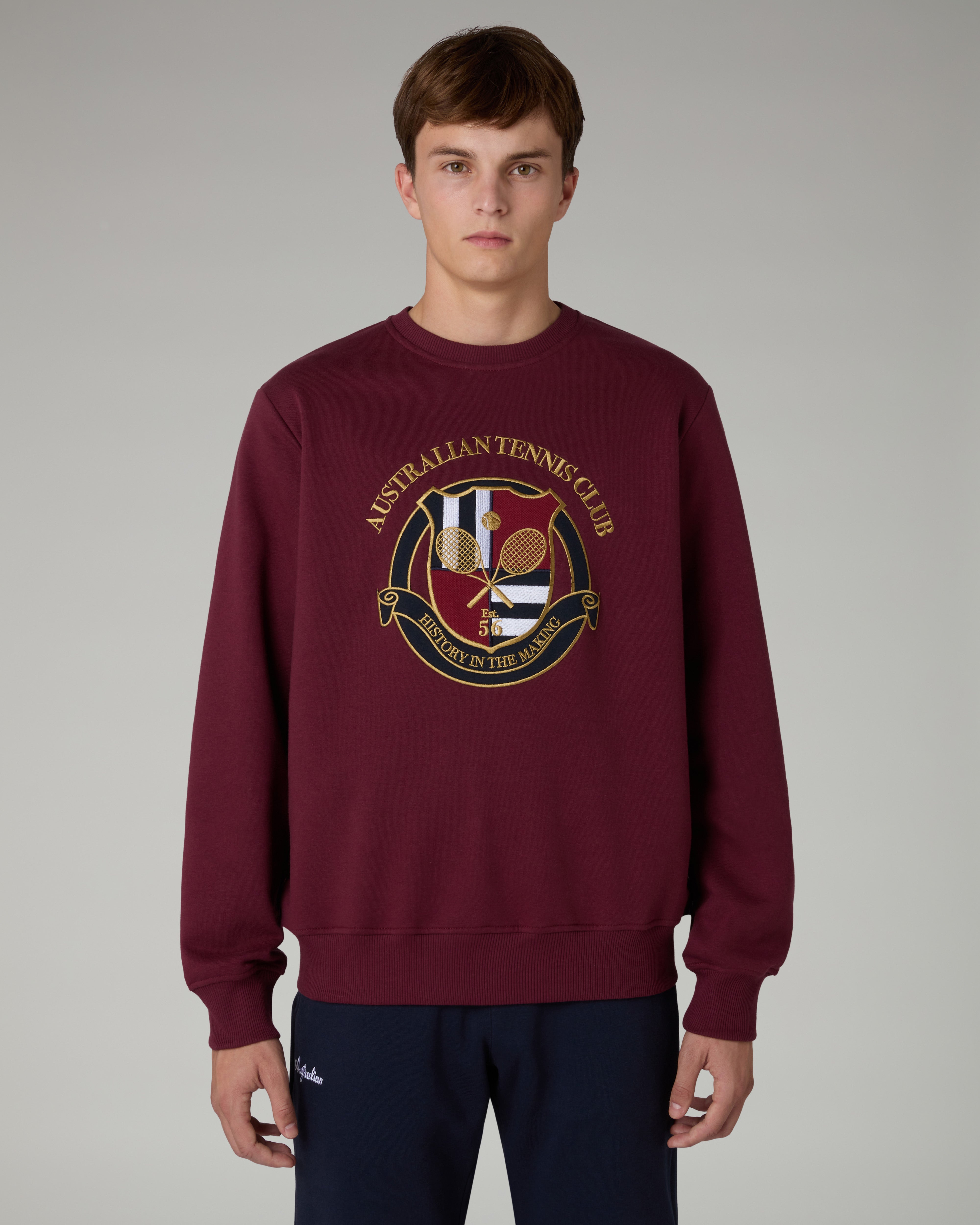 australian-tennis-club-crewneck-felpa-rubino image 1