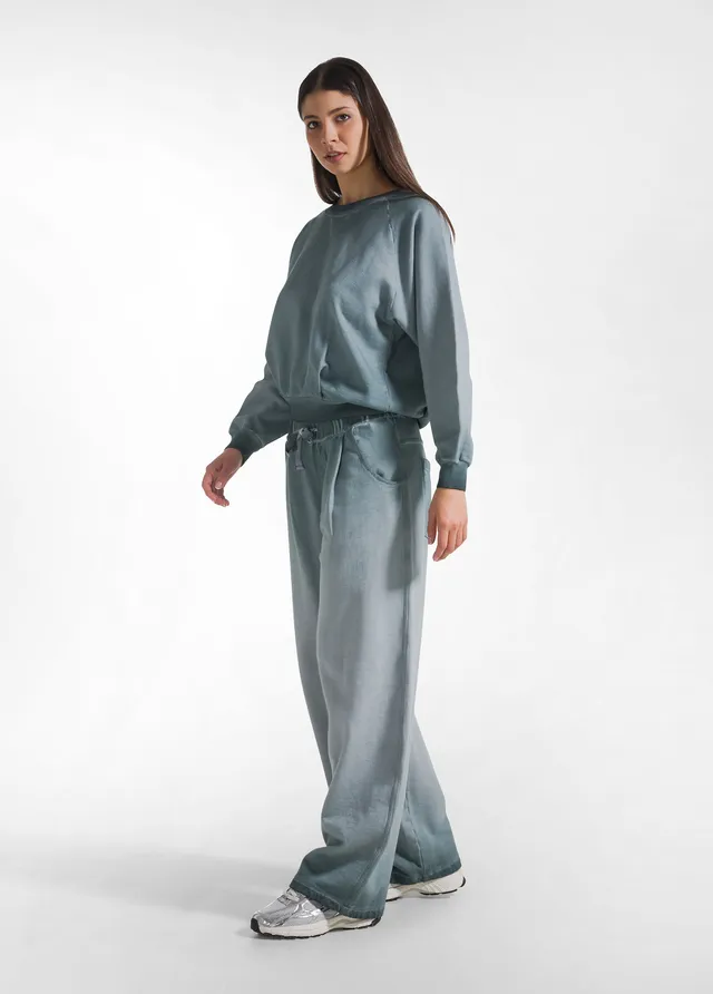 deha-d42798-pantaloni-wide-leg-effetto-sfumato-verde image 1