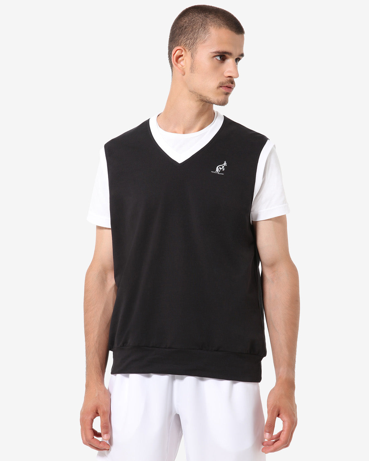 australian-court-gilet-tennis-felpa-scollo-v-nero-made-in-italy image 1
