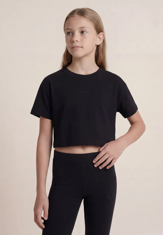 freddy-t-shirt-cropped-logo-ricamato-bambina-e-ragazza image 1