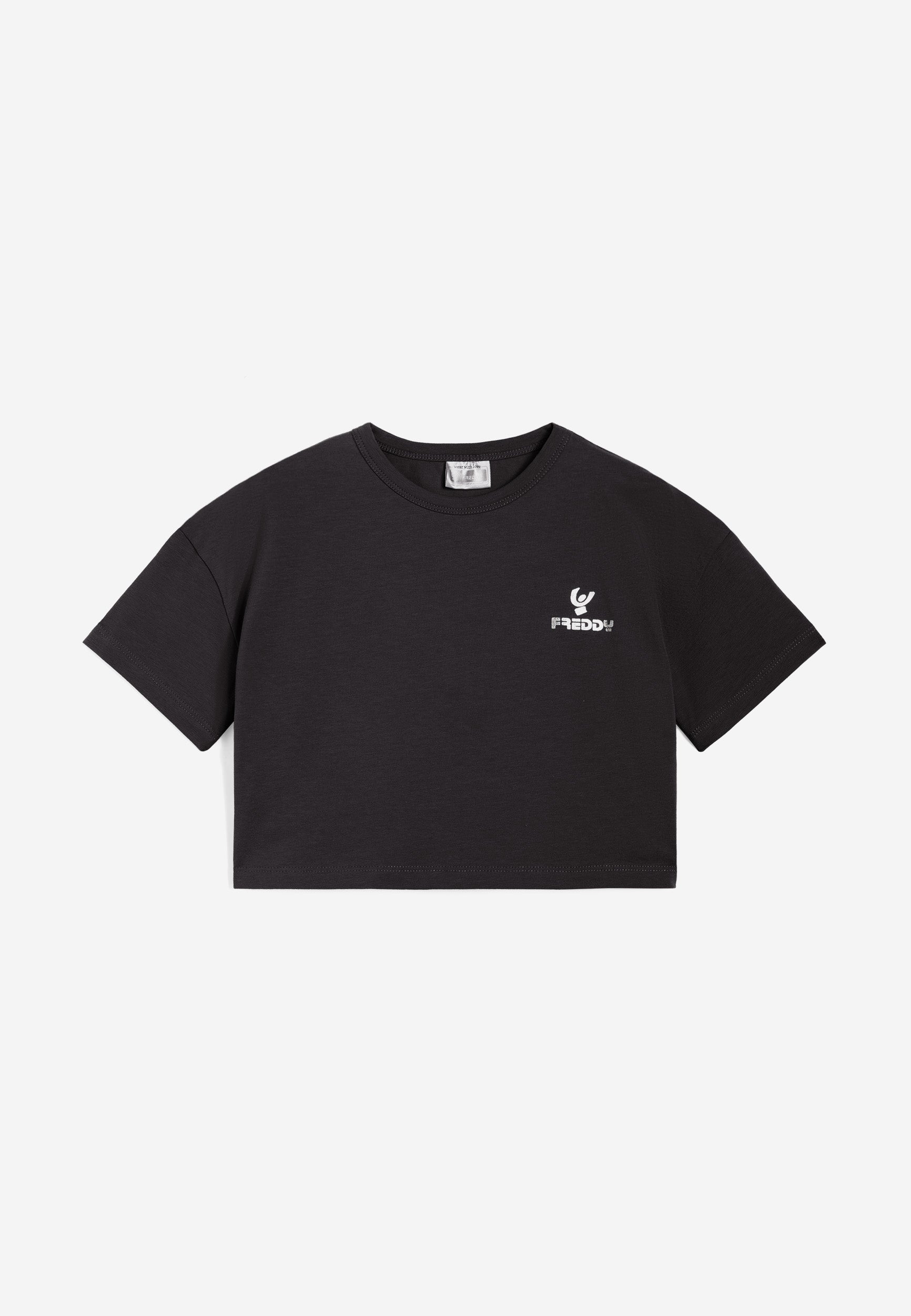 freddy-t-shirt-da-bambina-comfort-fit-corta-in-vita-in-jersey-cotone image 1