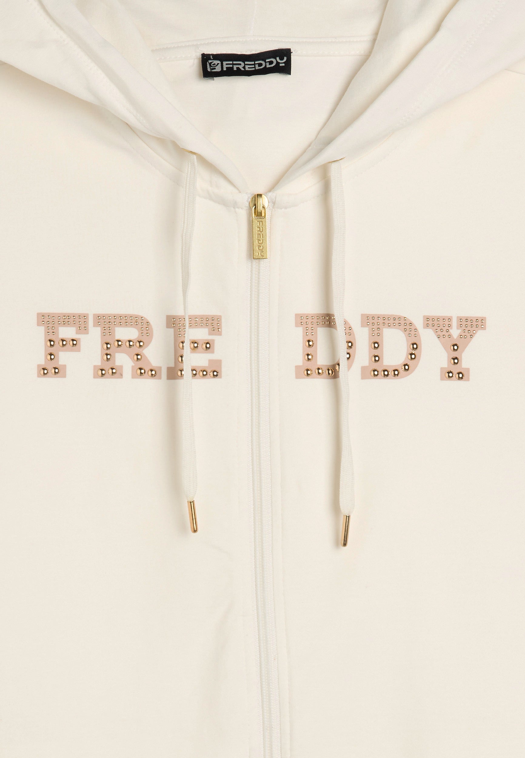 freddy-felpa-comfort-con-zip-e-cappuccio-grafica-dorata image 3