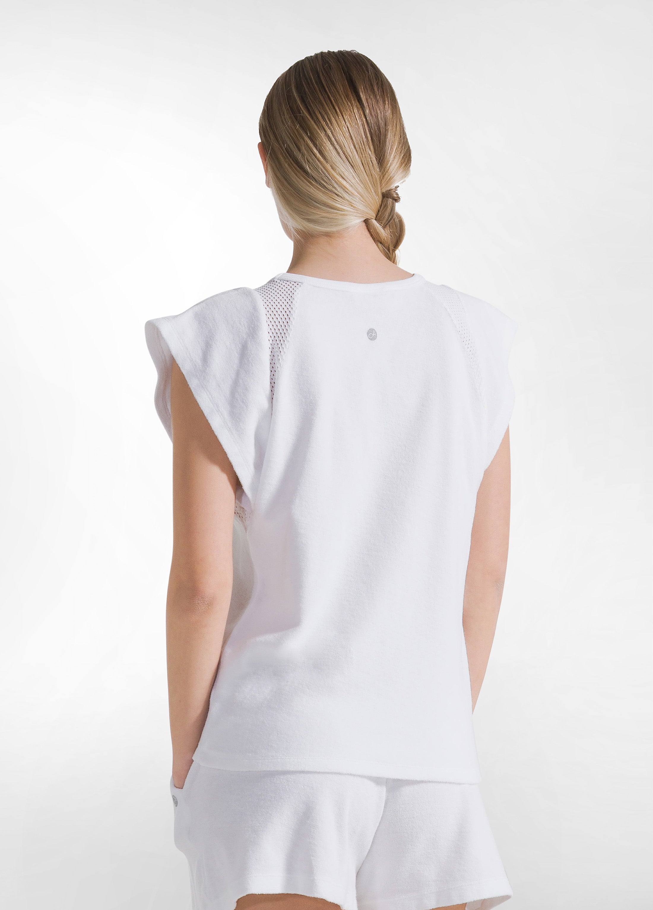 deha-t-shirt-felpa-french-terry-bianco-con-inserti-in-rete image 2