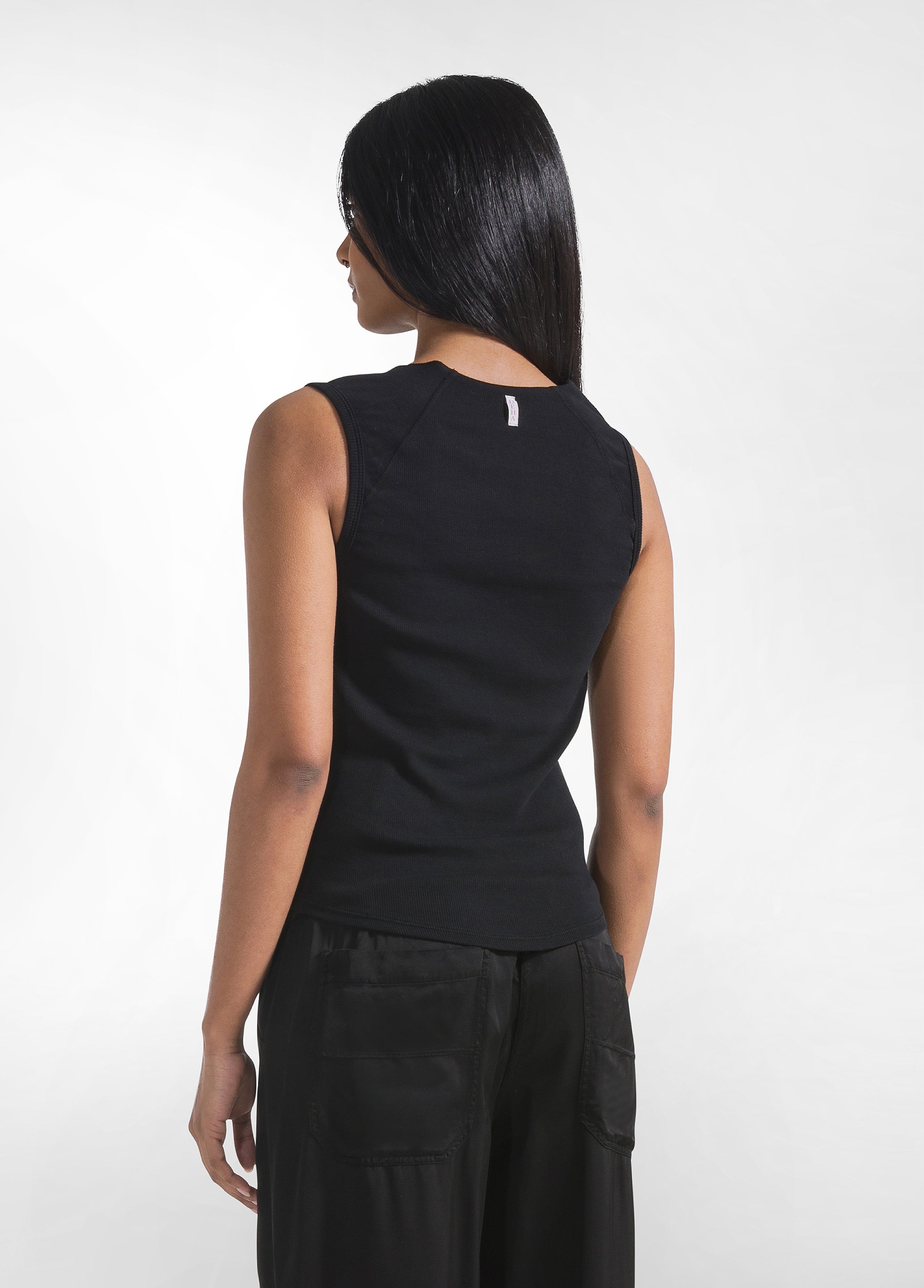 deha-canotta-a-costine-nero-top-donna-in-rib-jersey image 2