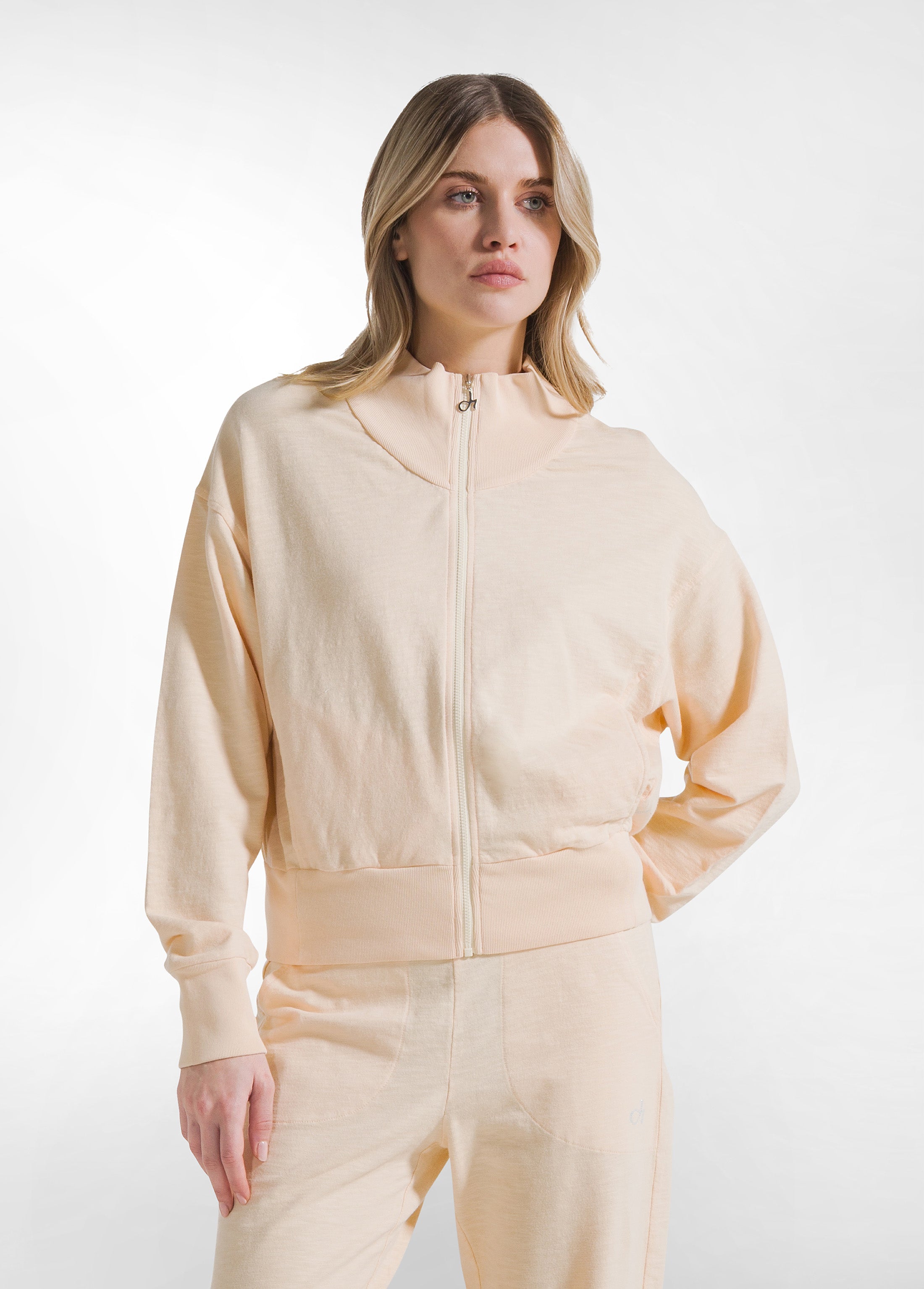 deha-felpa-full-zip-in-cotone-fiammato-rosa image 1