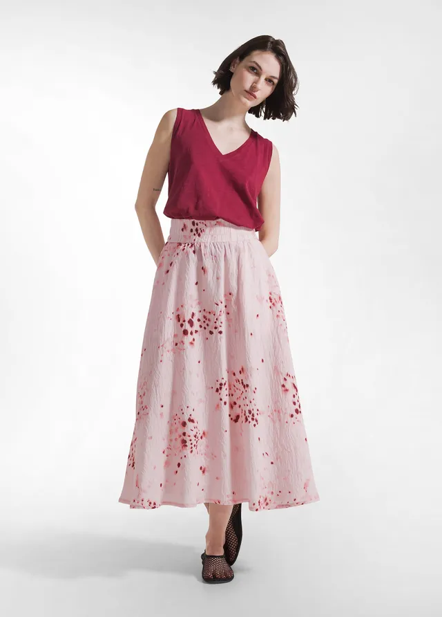 deha-gonna-in-viscosa-crinkle-rosa-stampa-allover image 1