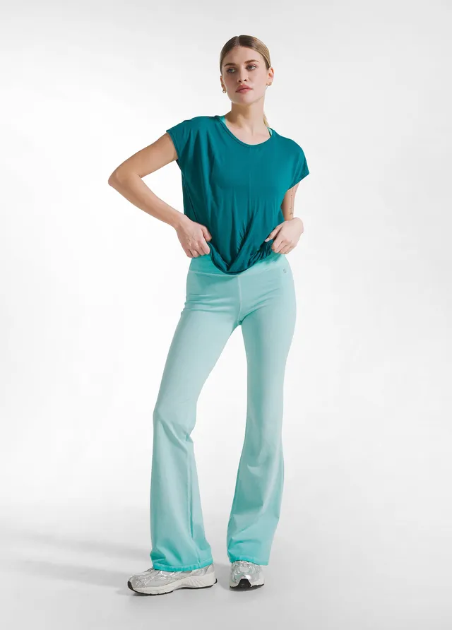 deha-pantaloni-jazz-effetto-sfumato-verde-vita-alta image 1