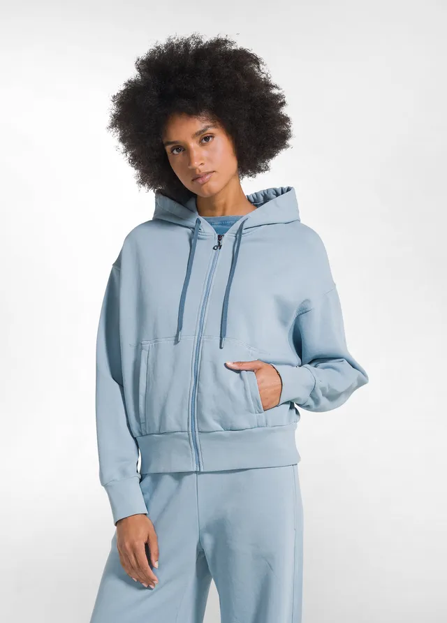 deha-d52142-felpa-in-cotone-organico-con-zip-e-cappuccio-blu image 1