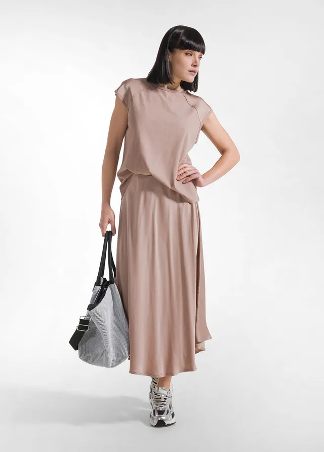 deha-completo-top-e-gonna-in-satin-marrone-everyday-set image 1