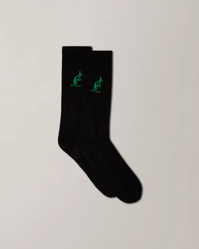 australian-cotton-socks-calze-tennis-nero-verde-kawasaky image 1