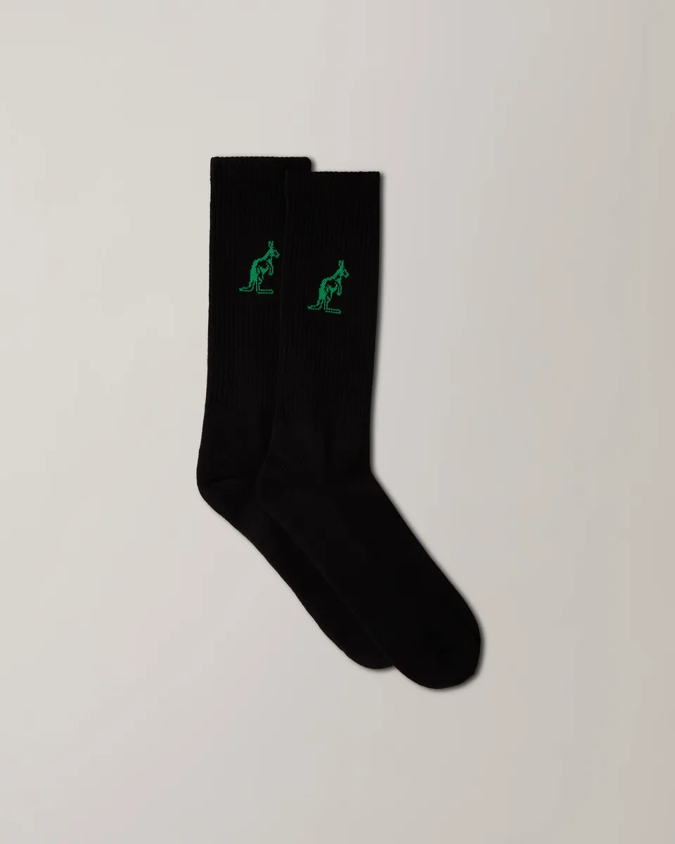 australian-cotton-socks-calze-tennis-nero-verde-kawasaky image 1