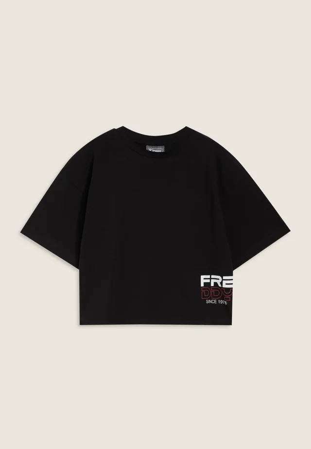 freddy-t-shirt-bambina-oversize-cropped-con-logo-laterale image 1