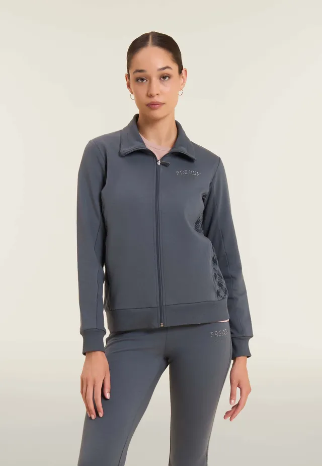 felpa-donna-freddy-full-zip-regular-fit-collo-alto-con-inserti-geometrici image 1
