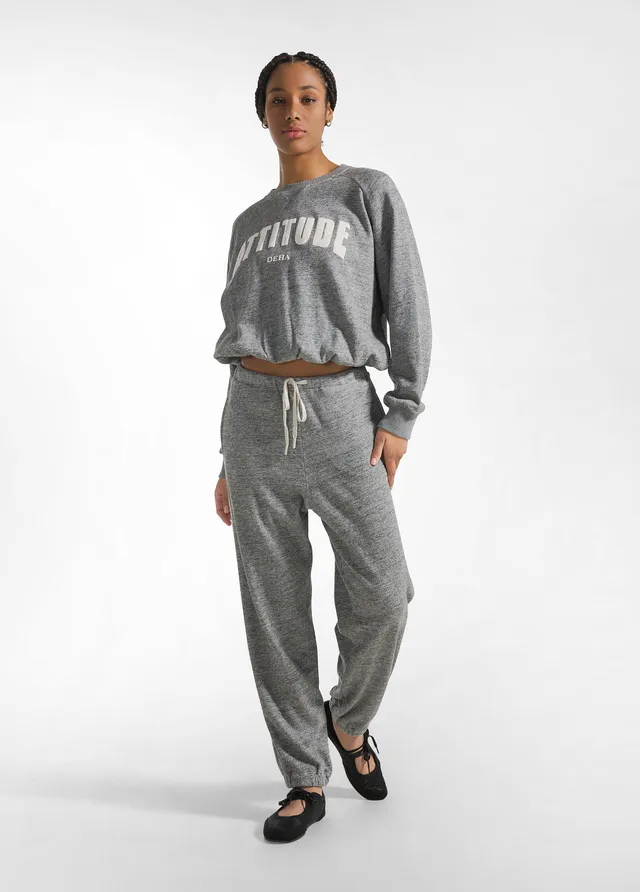 deha-pantaloni-jogger-in-felpa-fiammata-grigio image 1