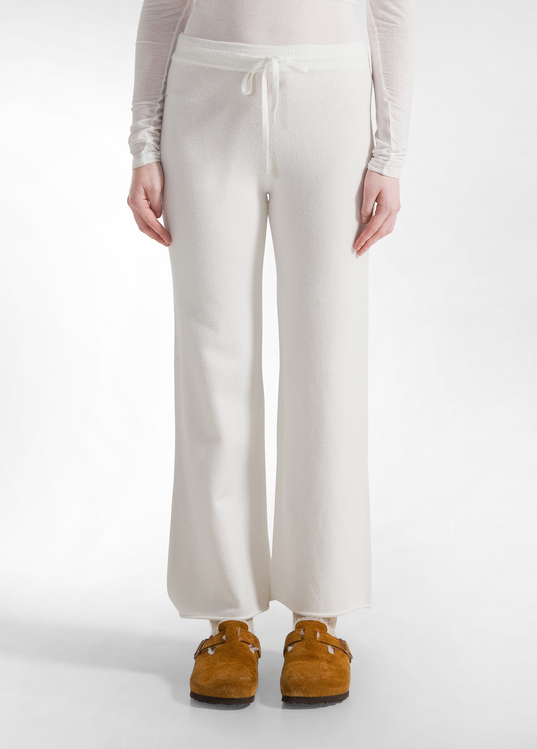 deha-pantalone-gamba-larga-in-maglia-bianco-con-coulisse image 2