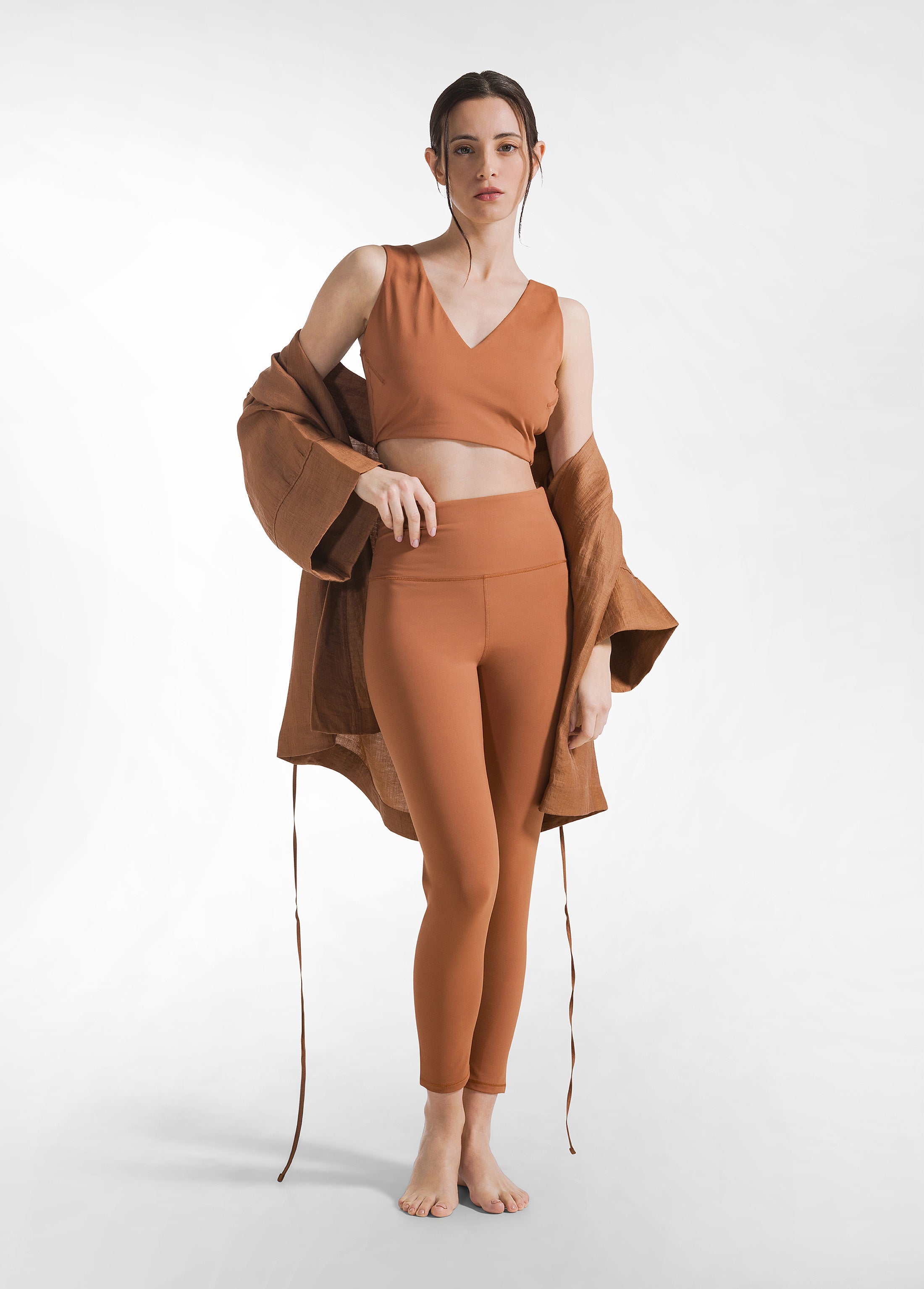 deha-leggings-in-microfibra-riciclata-marrone image 1