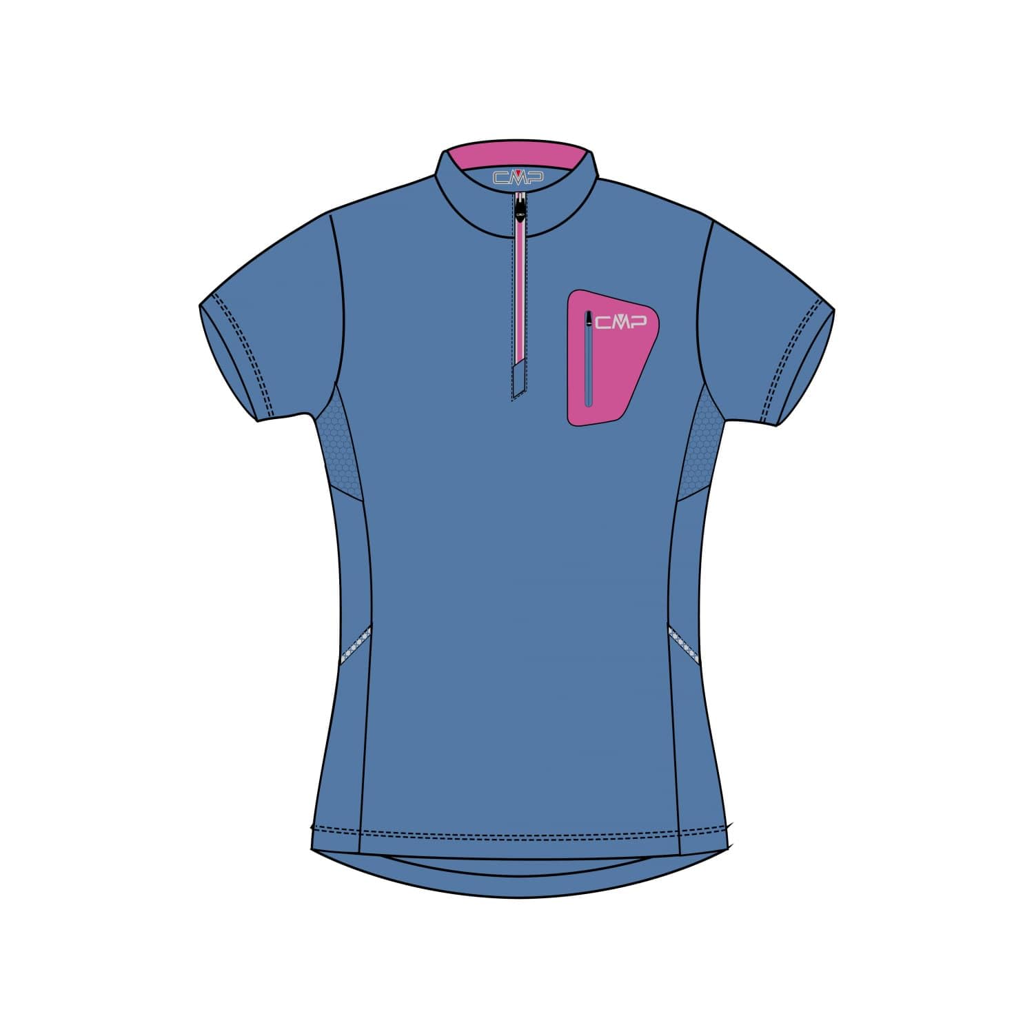 cmp-t-shirt-elasticizzata-da-bici-da-donna-con-mezza-zip image 5