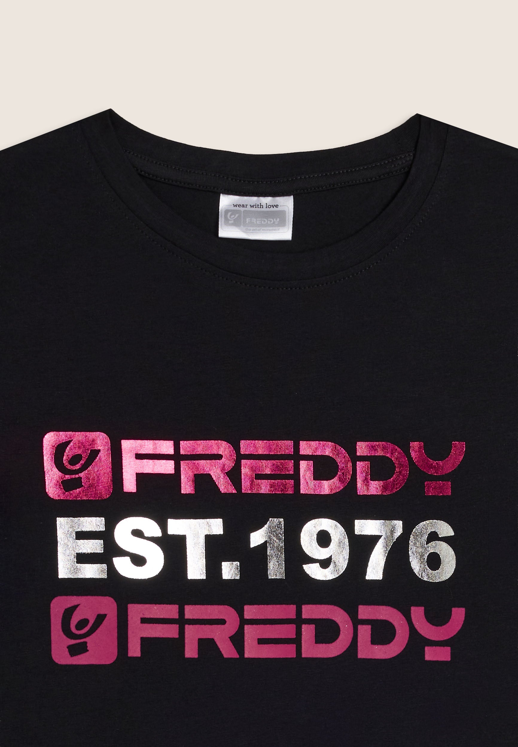 freddy-t-shirt-junior-manica-lunga-cotone-grafica-metallizzata-est-1976 image 3