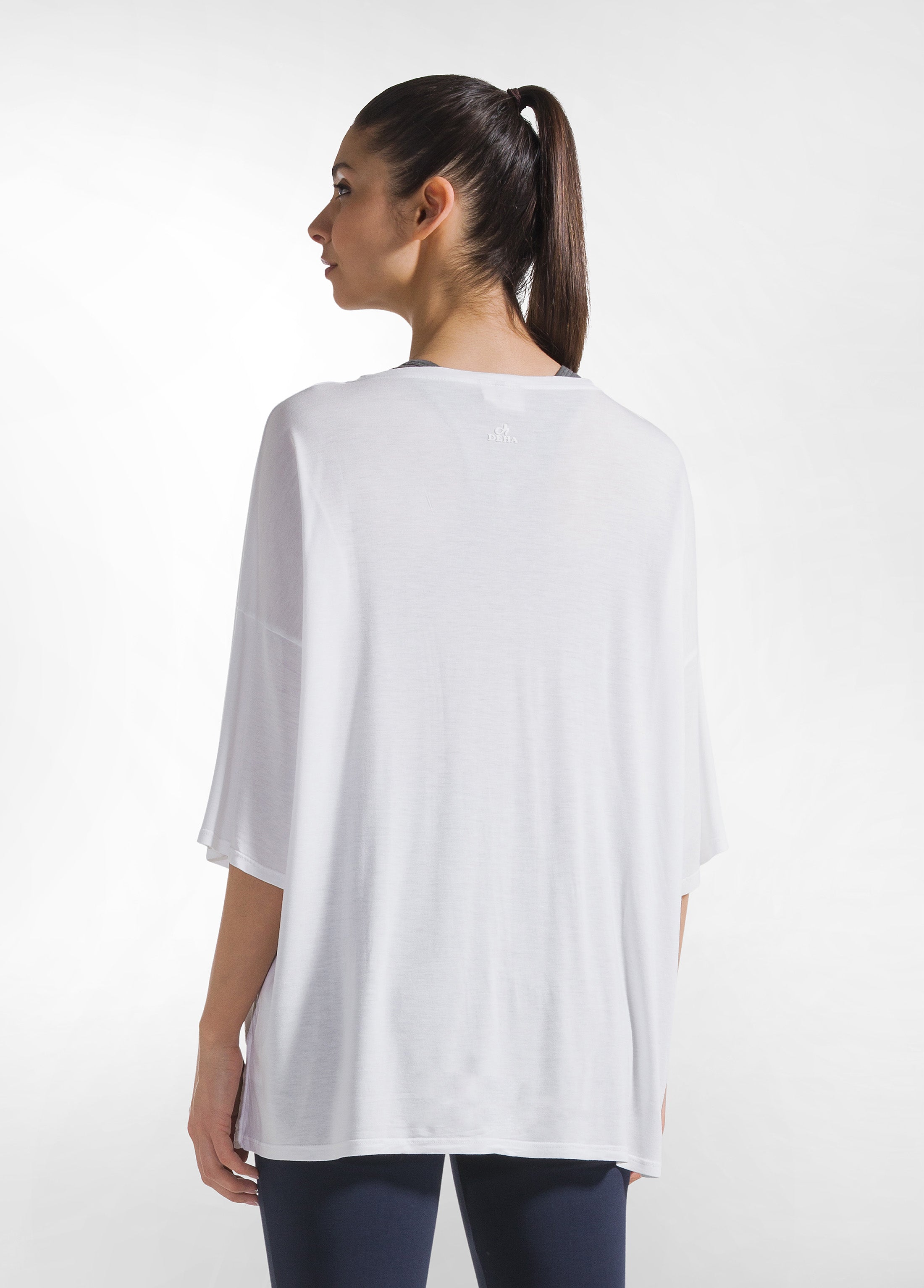 deha-d42044-t-shirt-yoga-oversize-tinta-unita-bianco image 2