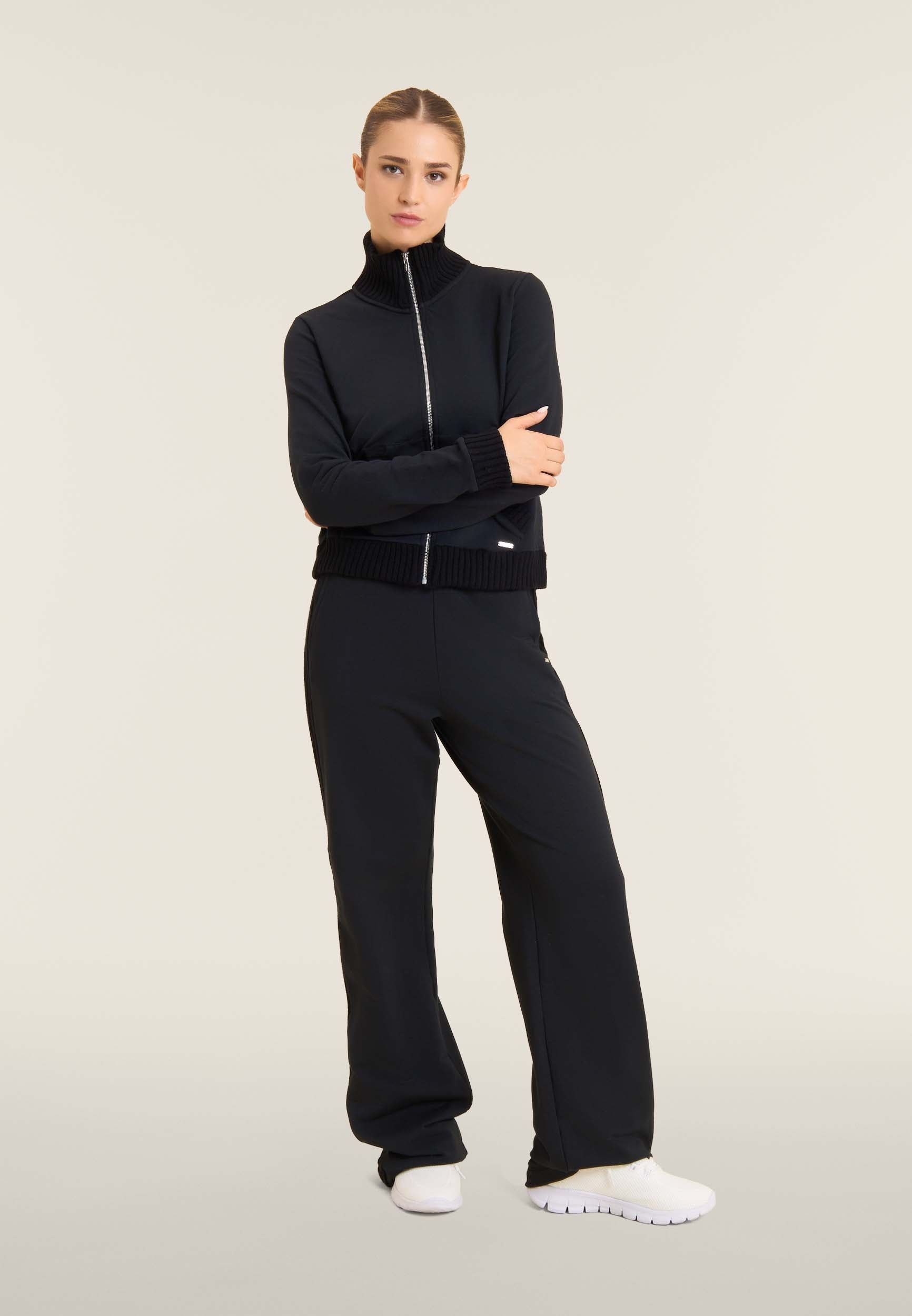 freddy-felpa-donna-slim-con-zip-collo-alto-in-tricot image 2