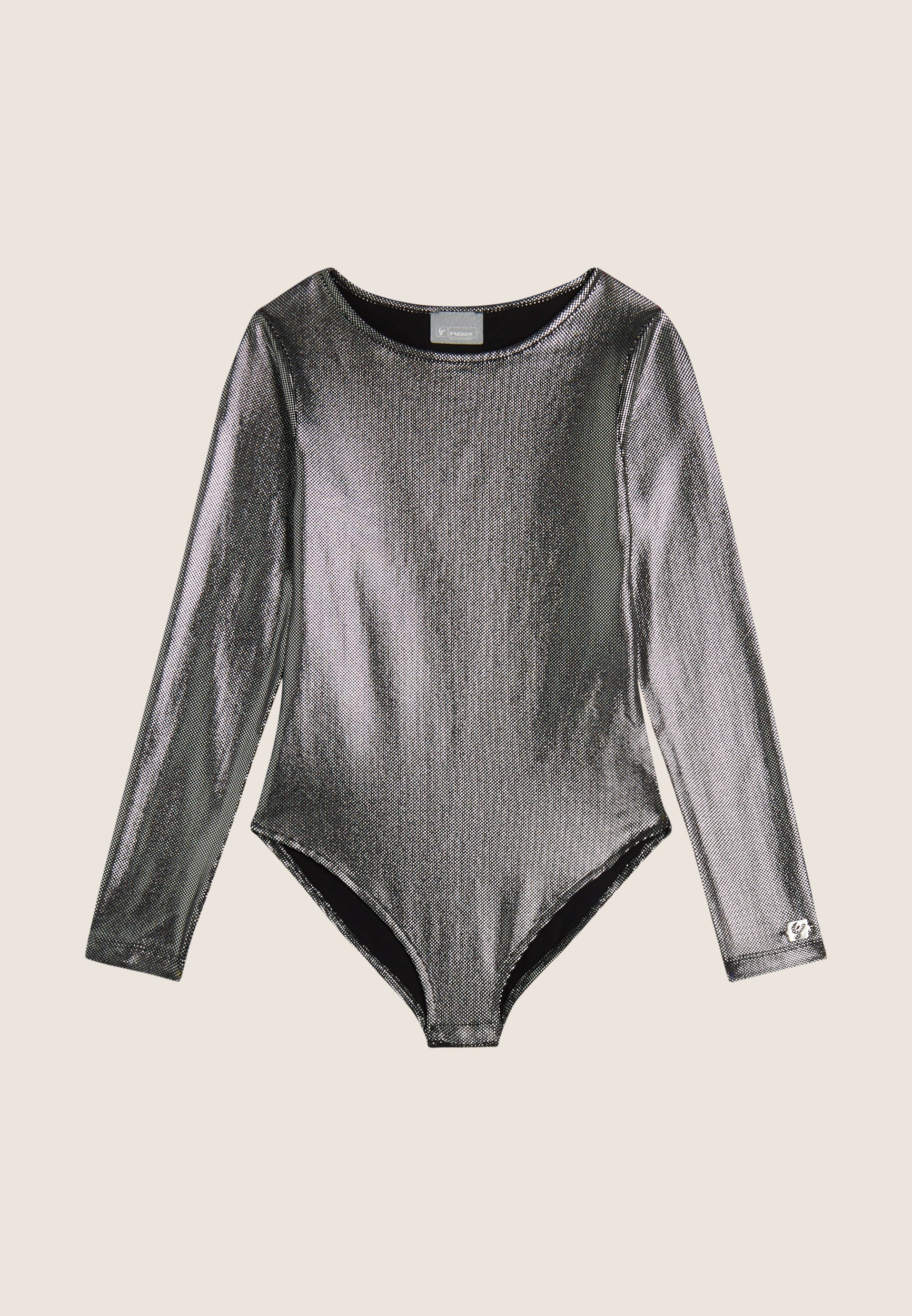 freddy-body-bambina-in-jersey-coated-effetto-argento-maniche-lunghe image 1