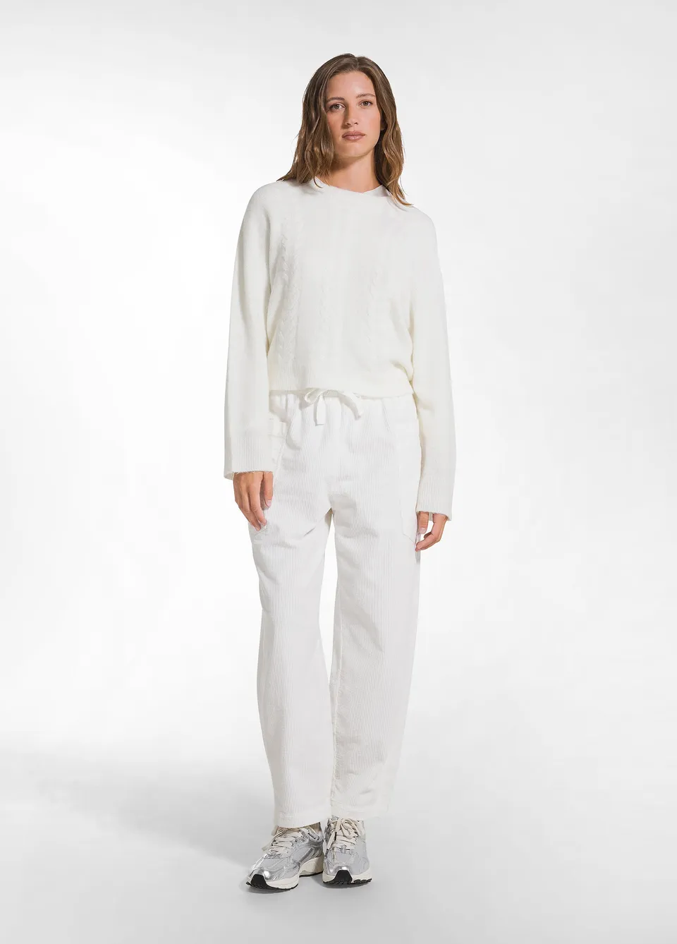 deha-pantalone-d52367-ballon-velluto-mille-righe-bianco image 1