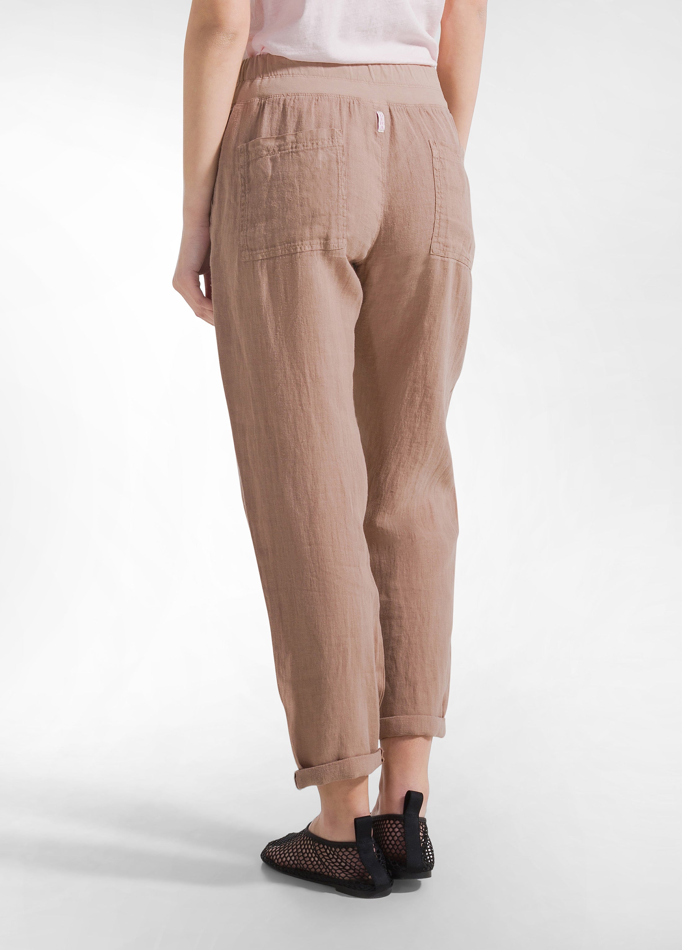 deha-pantaloni-in-lino-100-marrone-garment-dyed image 3