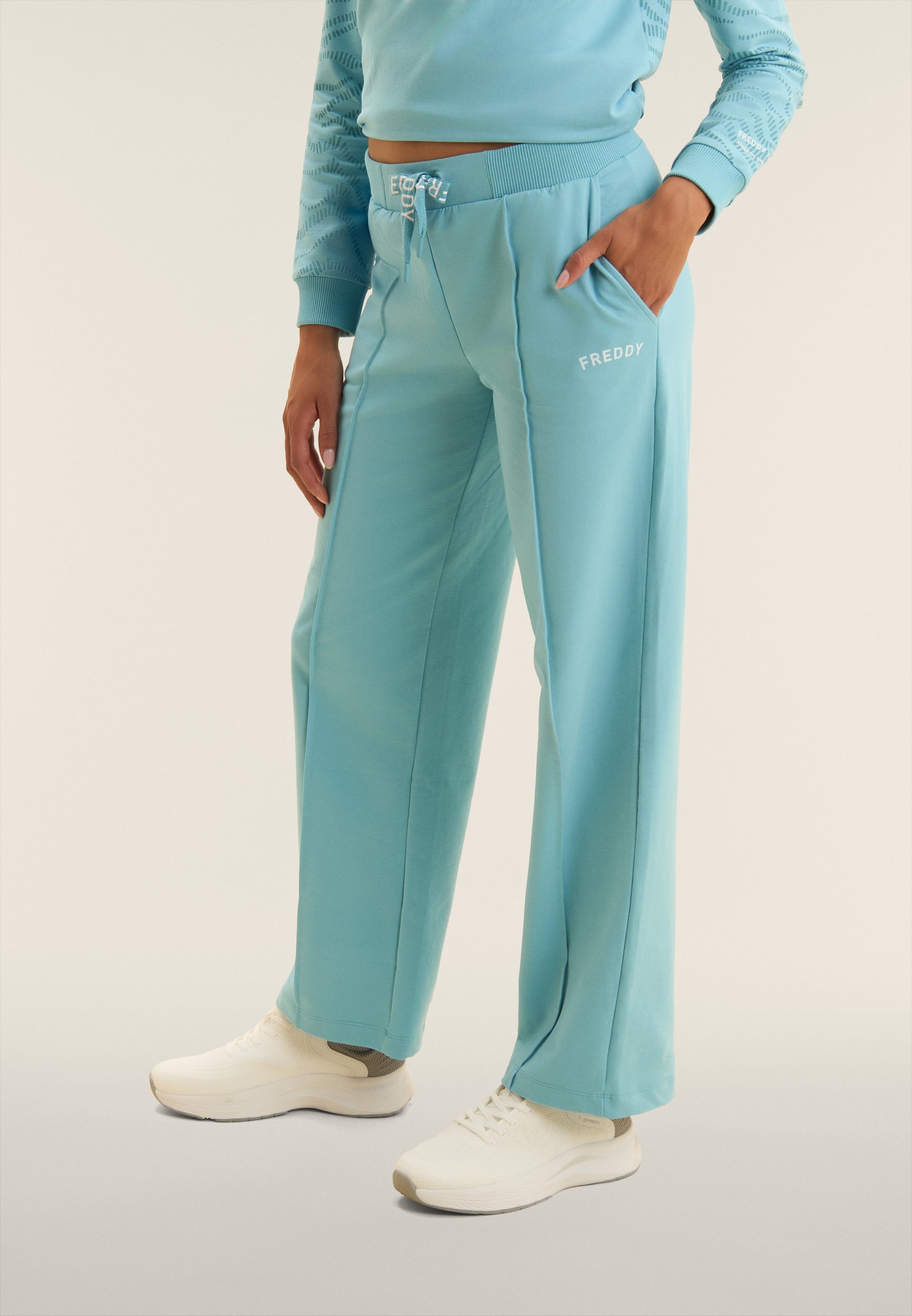 freddy-pantaloni-donna-wide-leg-con-coulisse-logata-in-french-terry image 1