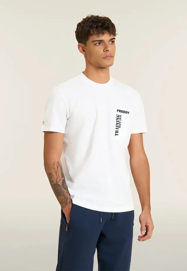 freddy-t-shirt-da-uomo-in-cotone-con-grafica-in-rilievo-regular-fit image 1