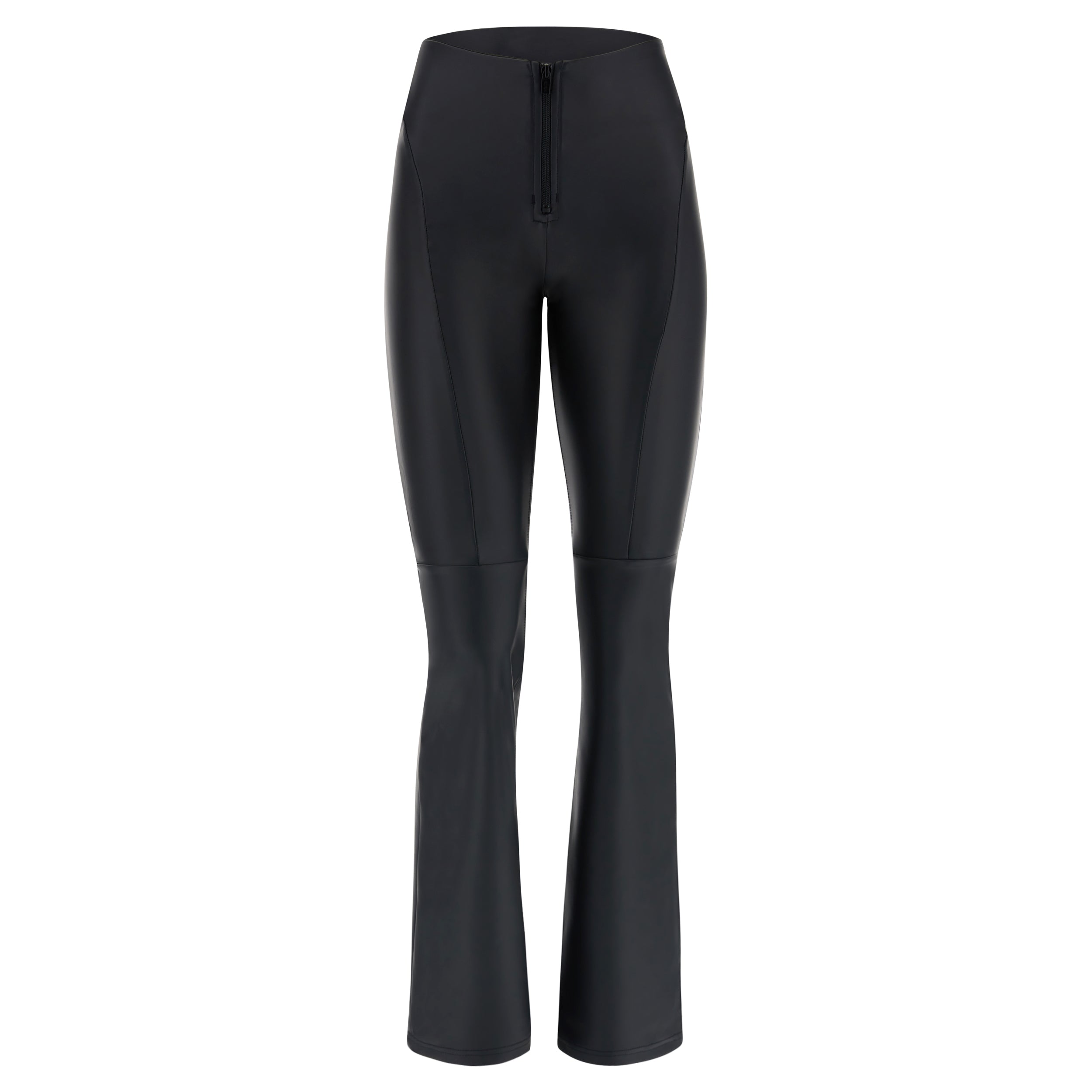 freddy-wr-up-pantaloni-similpelle-vita-alta-sagomata-flare-a-blocchi image 5