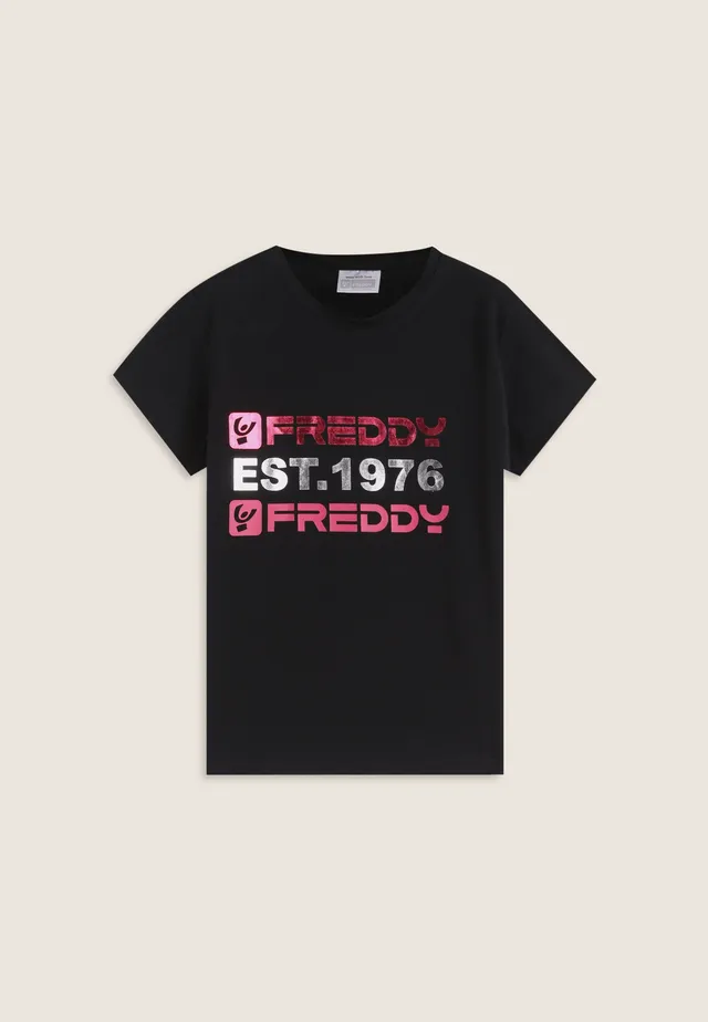 freddy-t-shirt-bambina-regular-fit-con-maxi-stampa-est-1976 image 1
