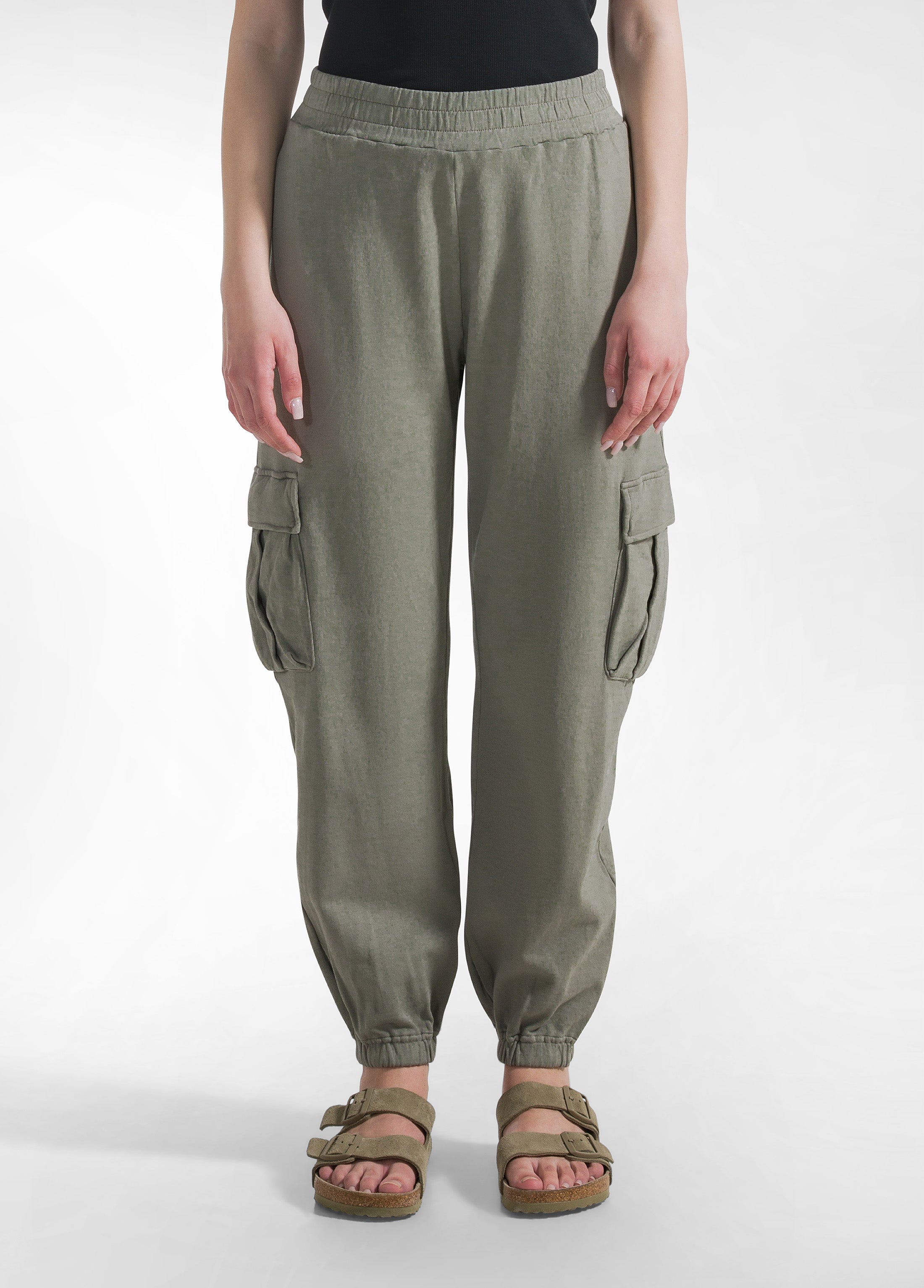 deha-pantalone-cargo-in-felpa-verde-pantalone-leisure-cotone-organico image 2