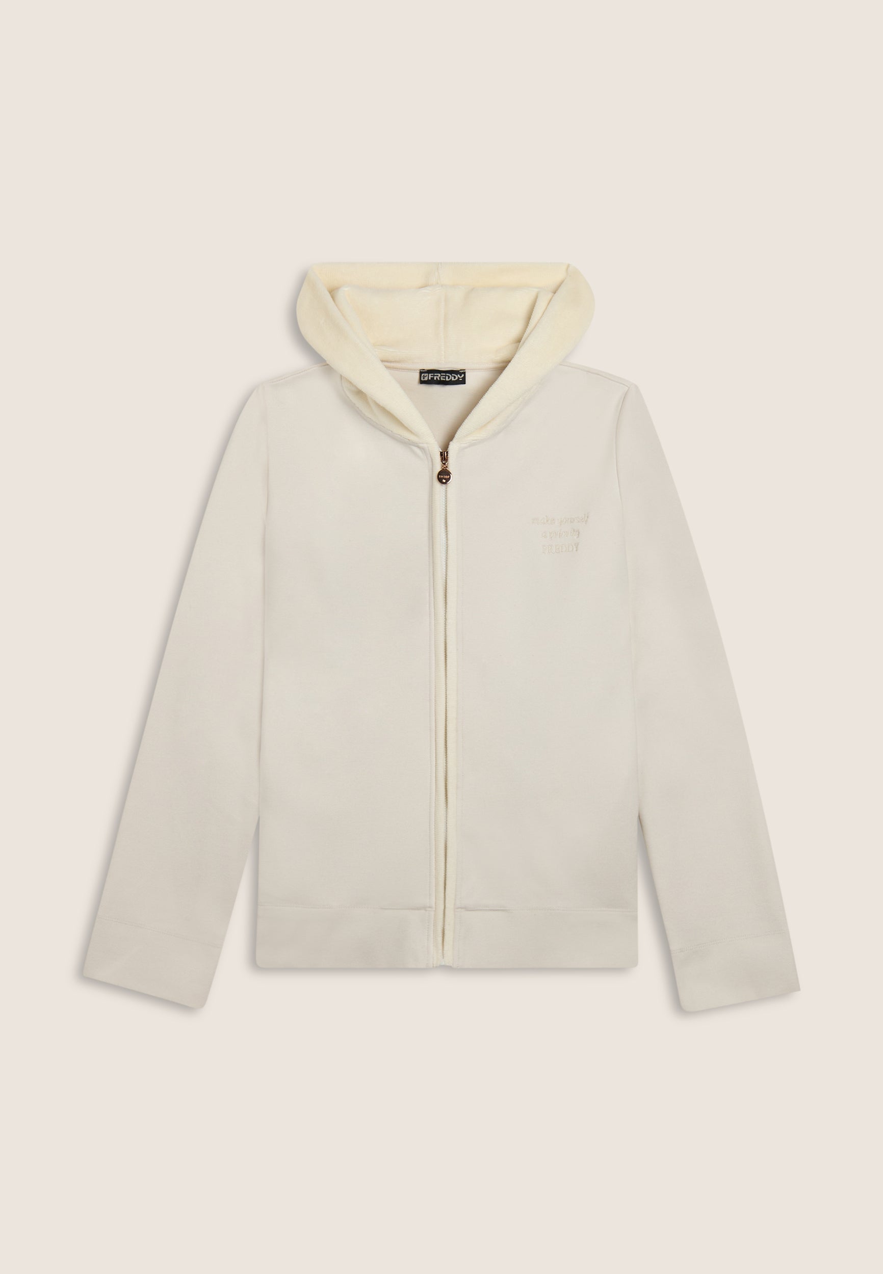 freddy-felpa-full-zip-donna-con-cappuccio-in-ciniglia-e-viscosa image 5