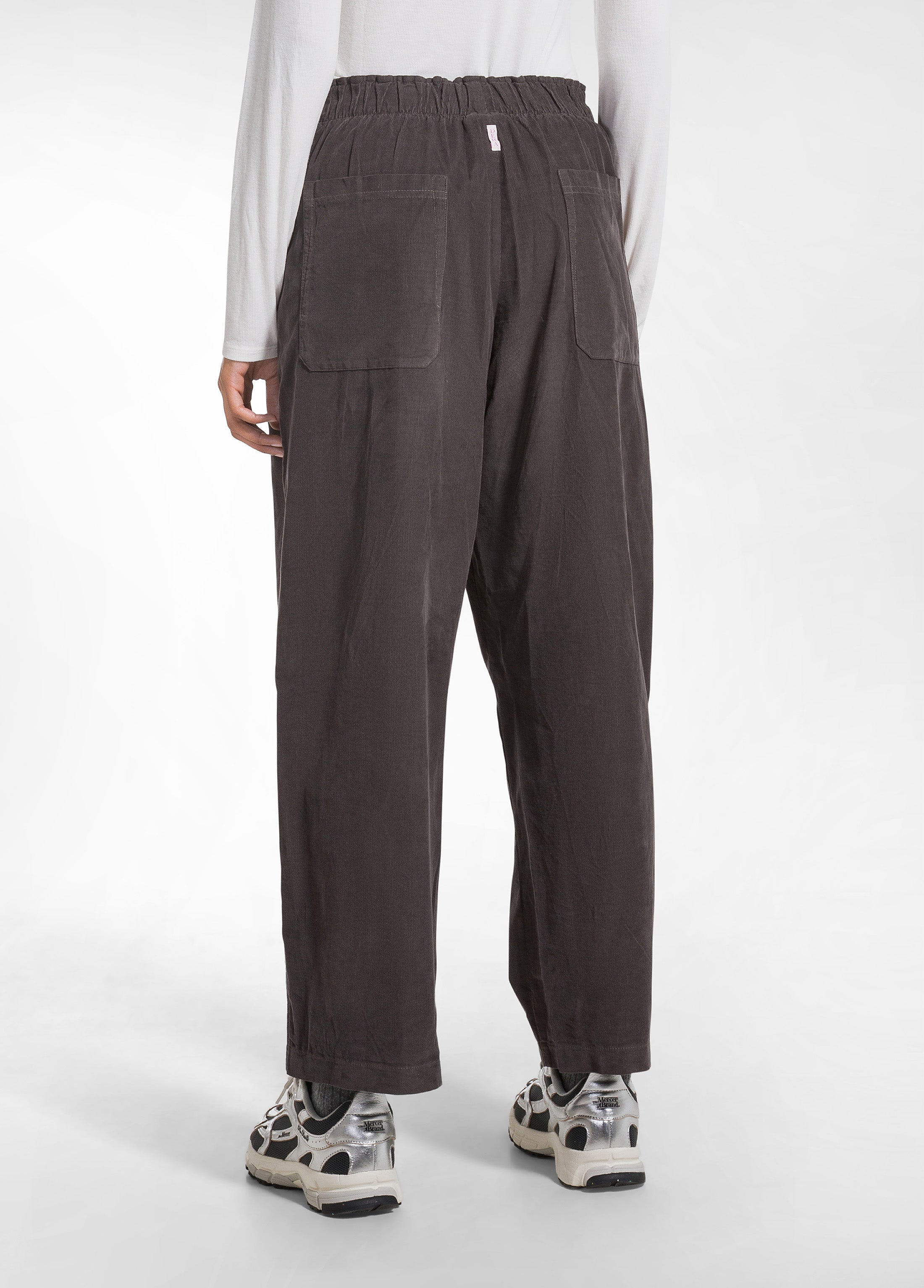 deha-pantalone-balloon-in-velluto-mille-righe-marrone-d52357 image 3