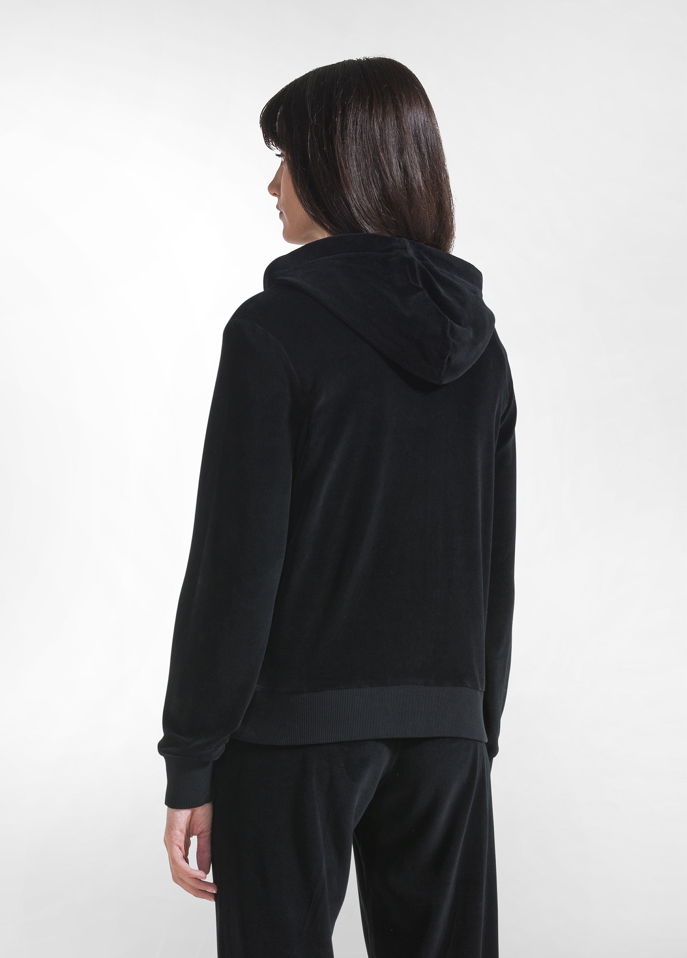 deha-felpa-in-ciniglia-con-zip-e-cappuccio-nero image 3