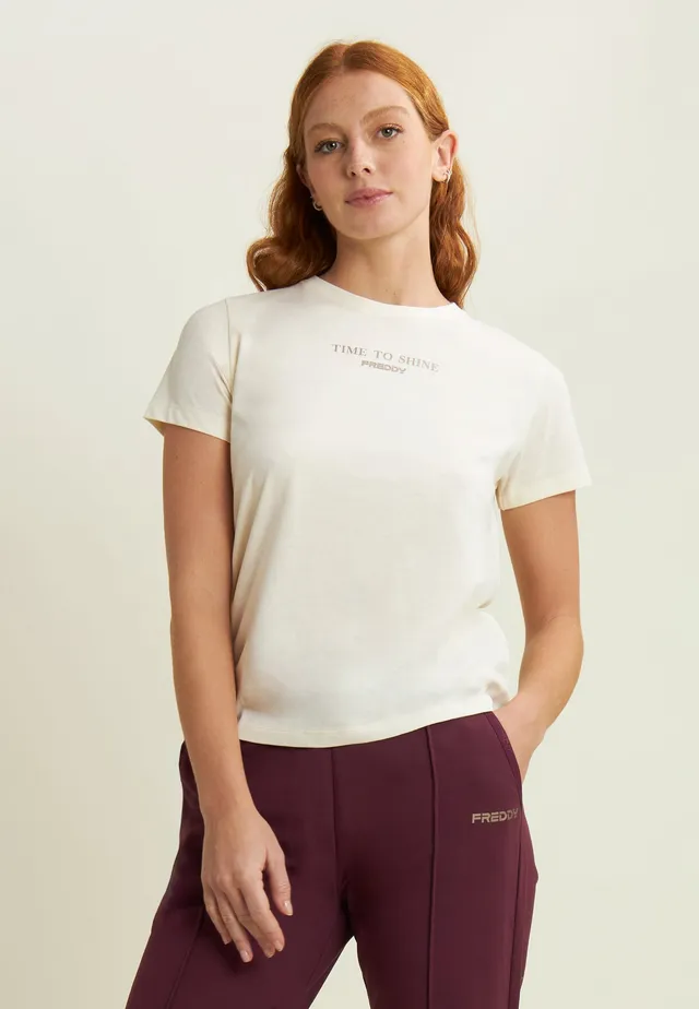 freddy-t-shirt-da-donna-comfort-time-to-shine-stampa-dorata image 1
