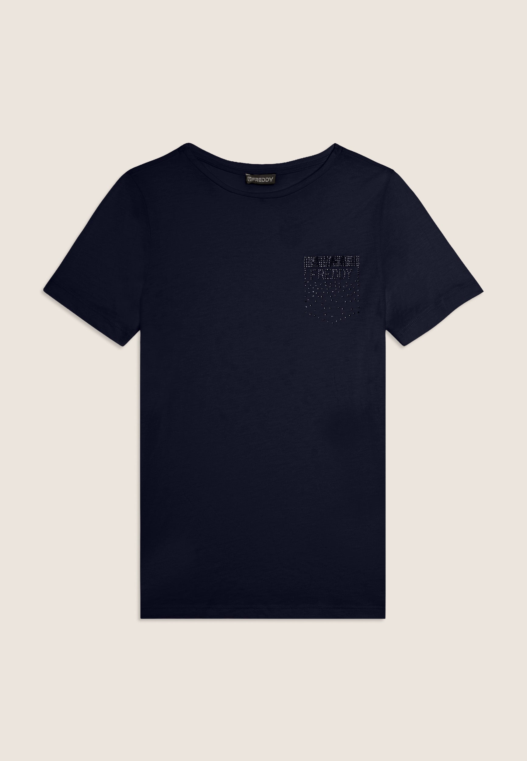 freddy-t-shirt-donna-manica-corta-regular-con-taschino-strass image 8