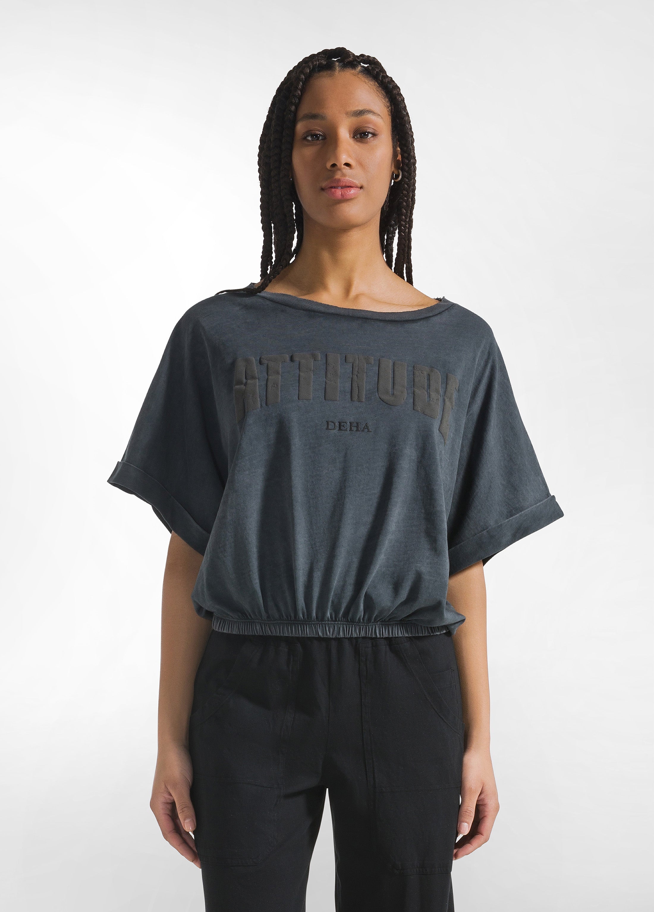 deha-t-shirt-ampia-effetto-sfumato-nero image 1