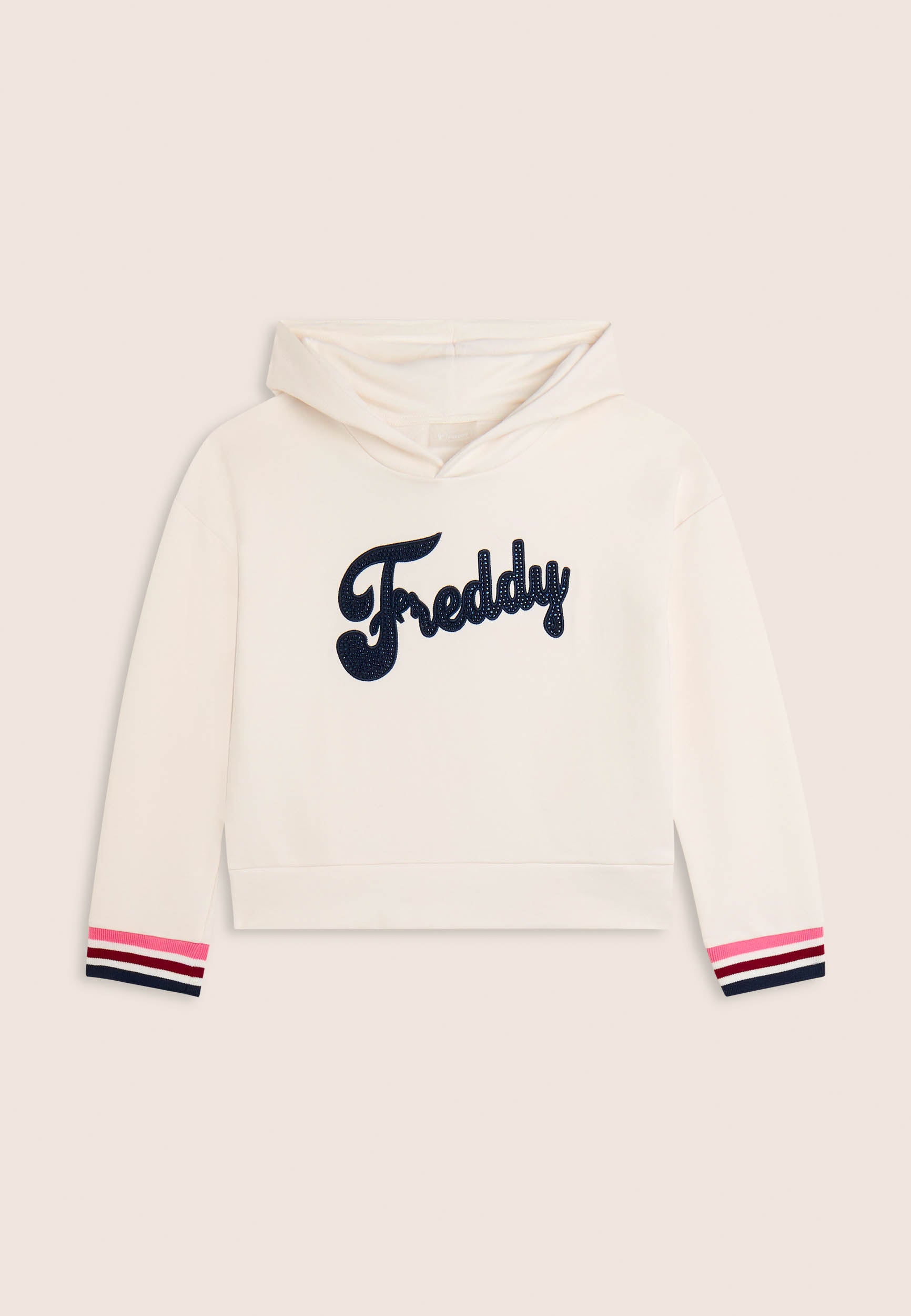 freddy-felpa-bambina-con-cappuccio-e-logo-con-strass image 1