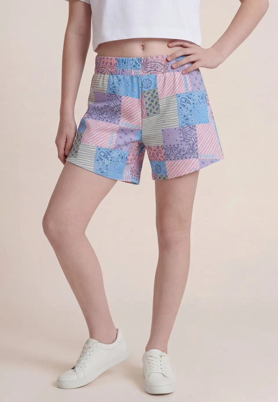 freddy-pantaloni-corti-bambina-e-ragazza-in-jersey-fantasia-mezza-coscia image 1